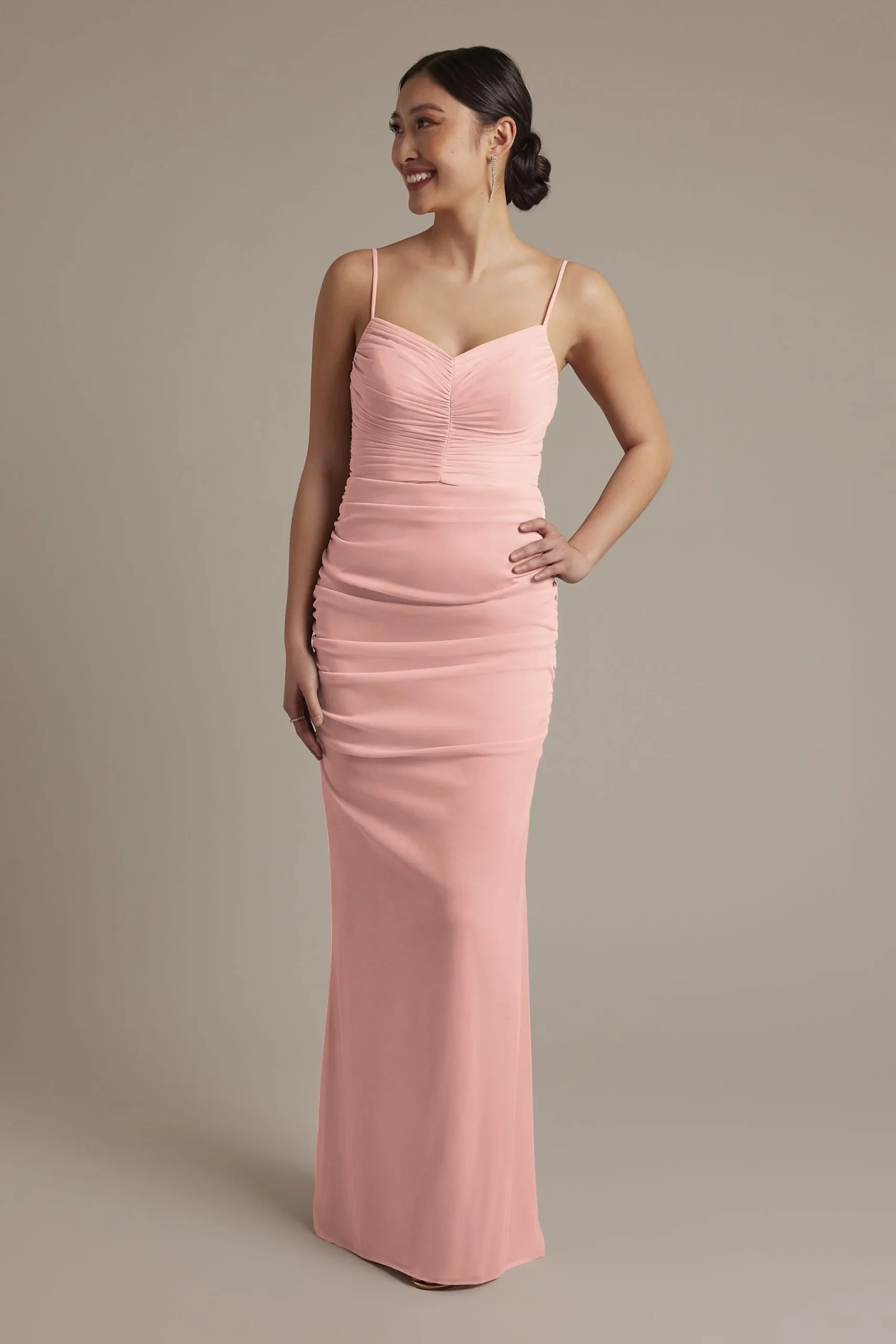 Mesh Ruched Sweetheart Dress