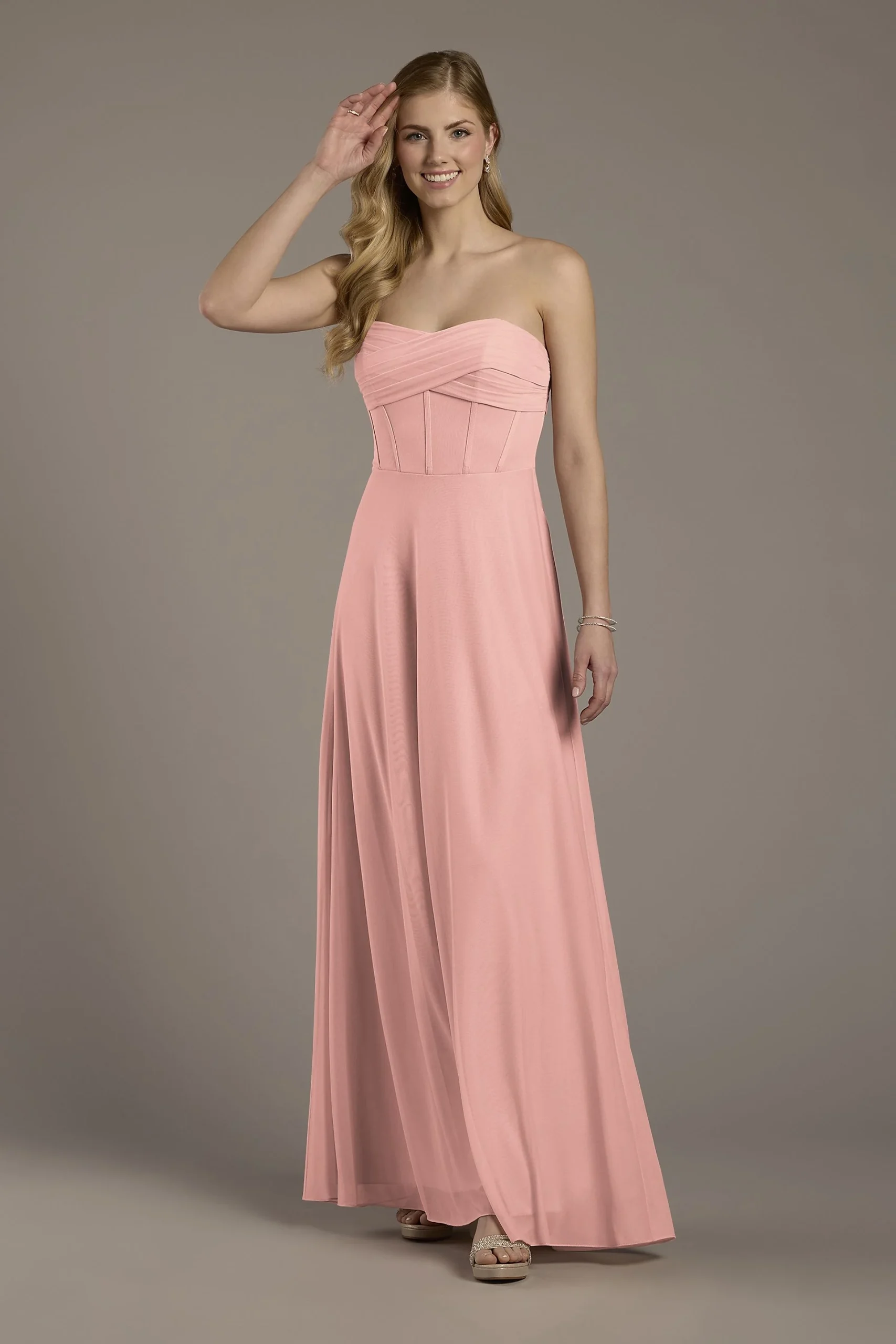 Mesh Twist Bodice Corset A-Line Dress