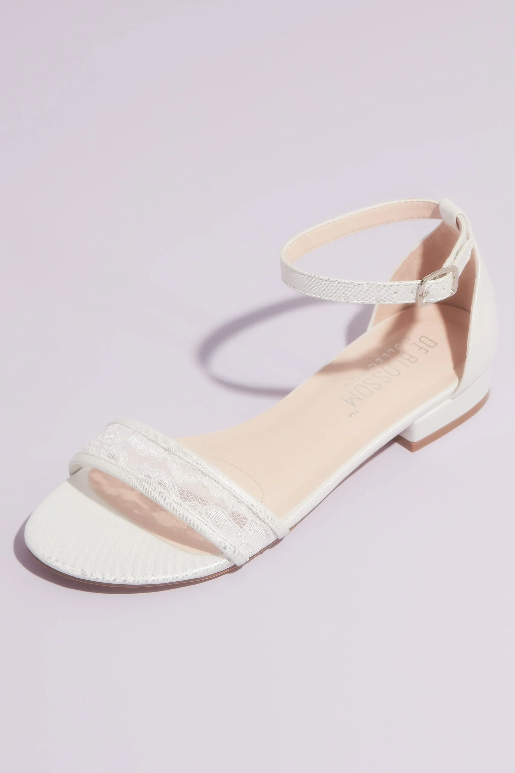 Metallic Ankle Strap Sandals with Illusion Lace