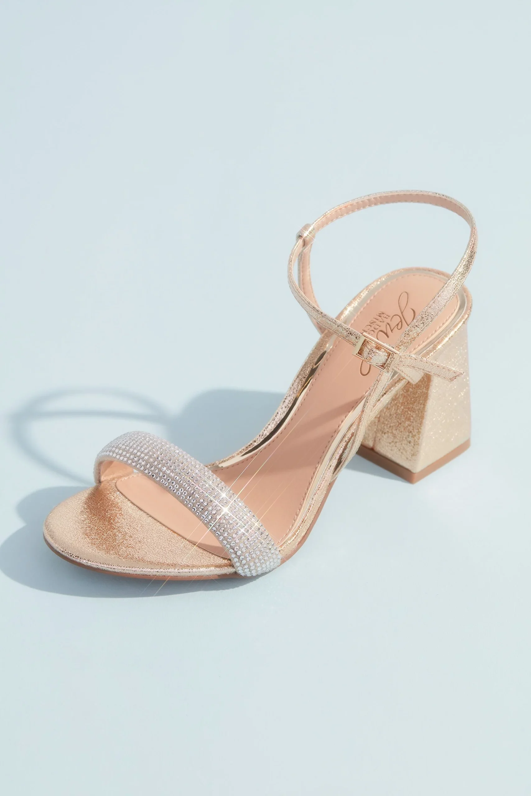 Metallic Chunky Block Heels with Puffed Toe Straps