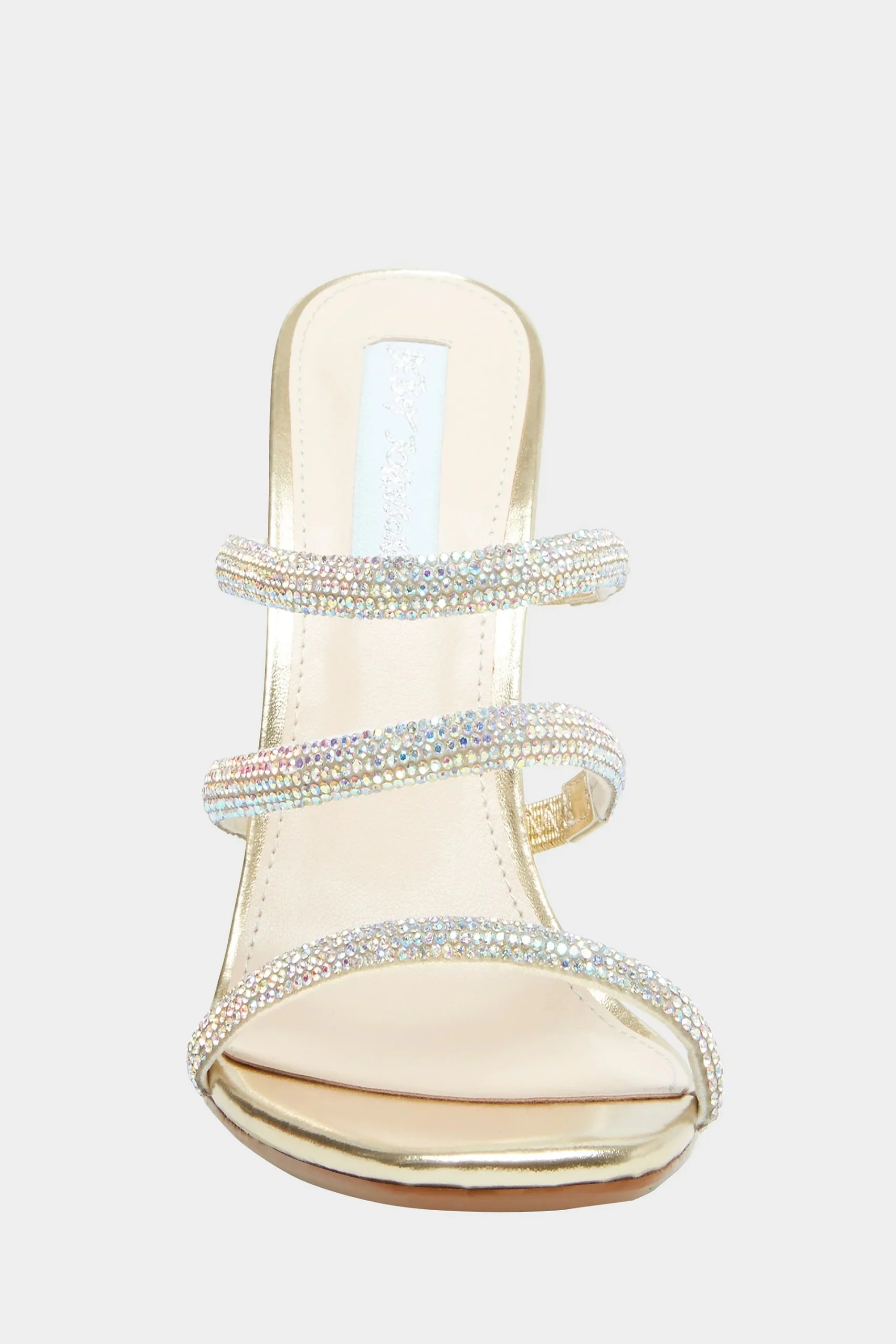 Metallic Crystal Strap High Heel Slide Sandals