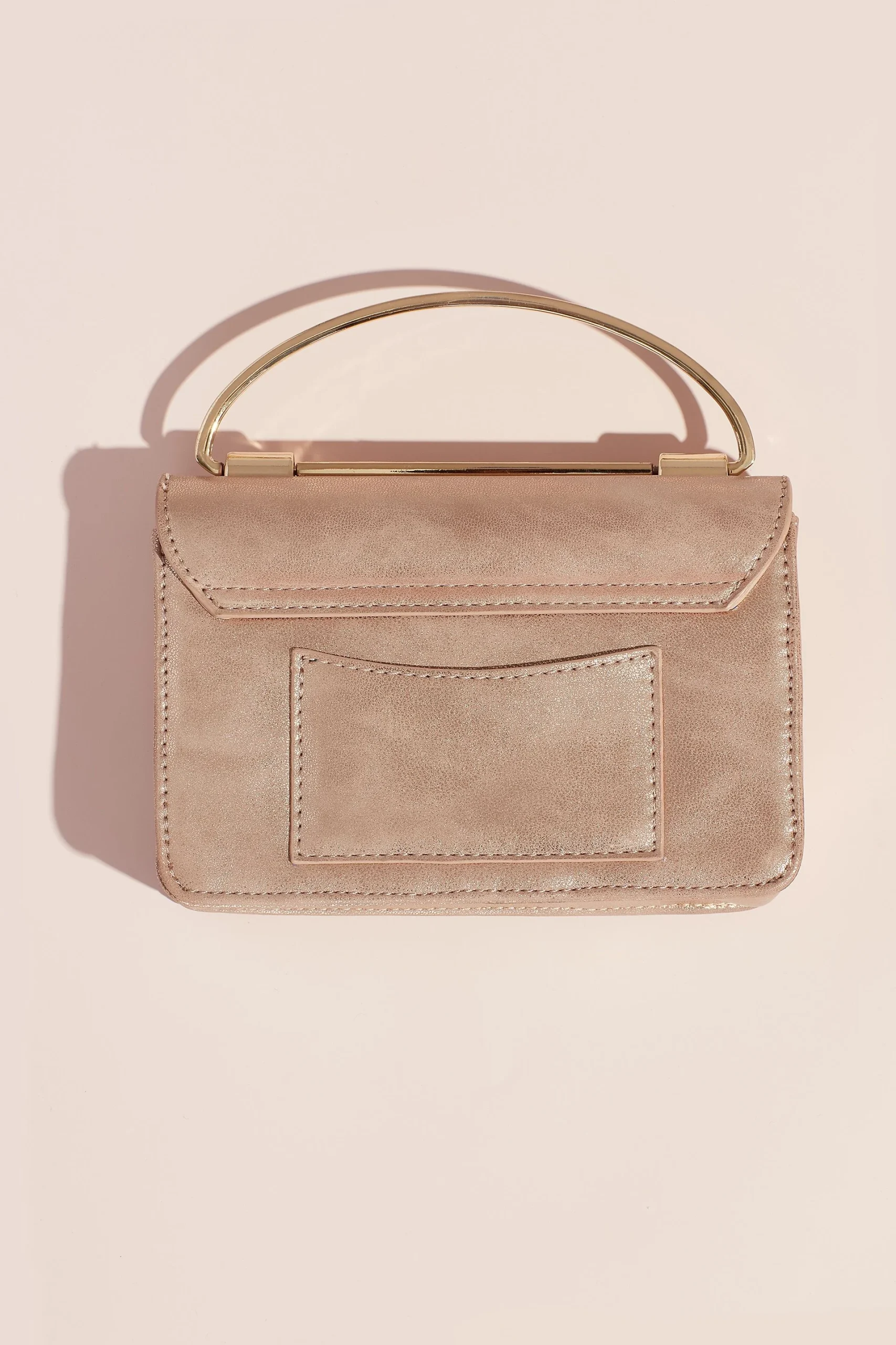 Metallic Foldover Crossbody Bag with Ring Handle