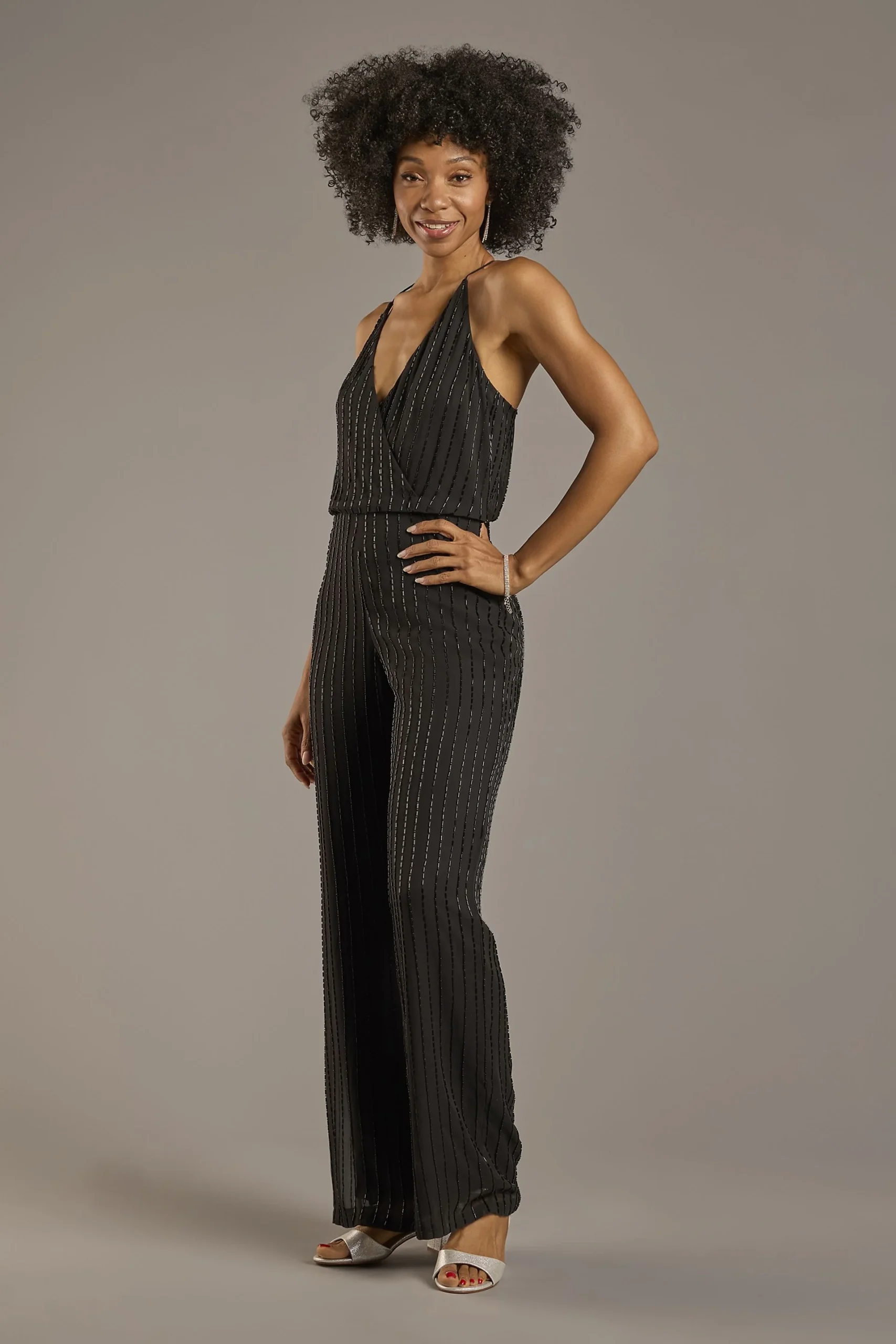 Metallic Halter Jumpsuit