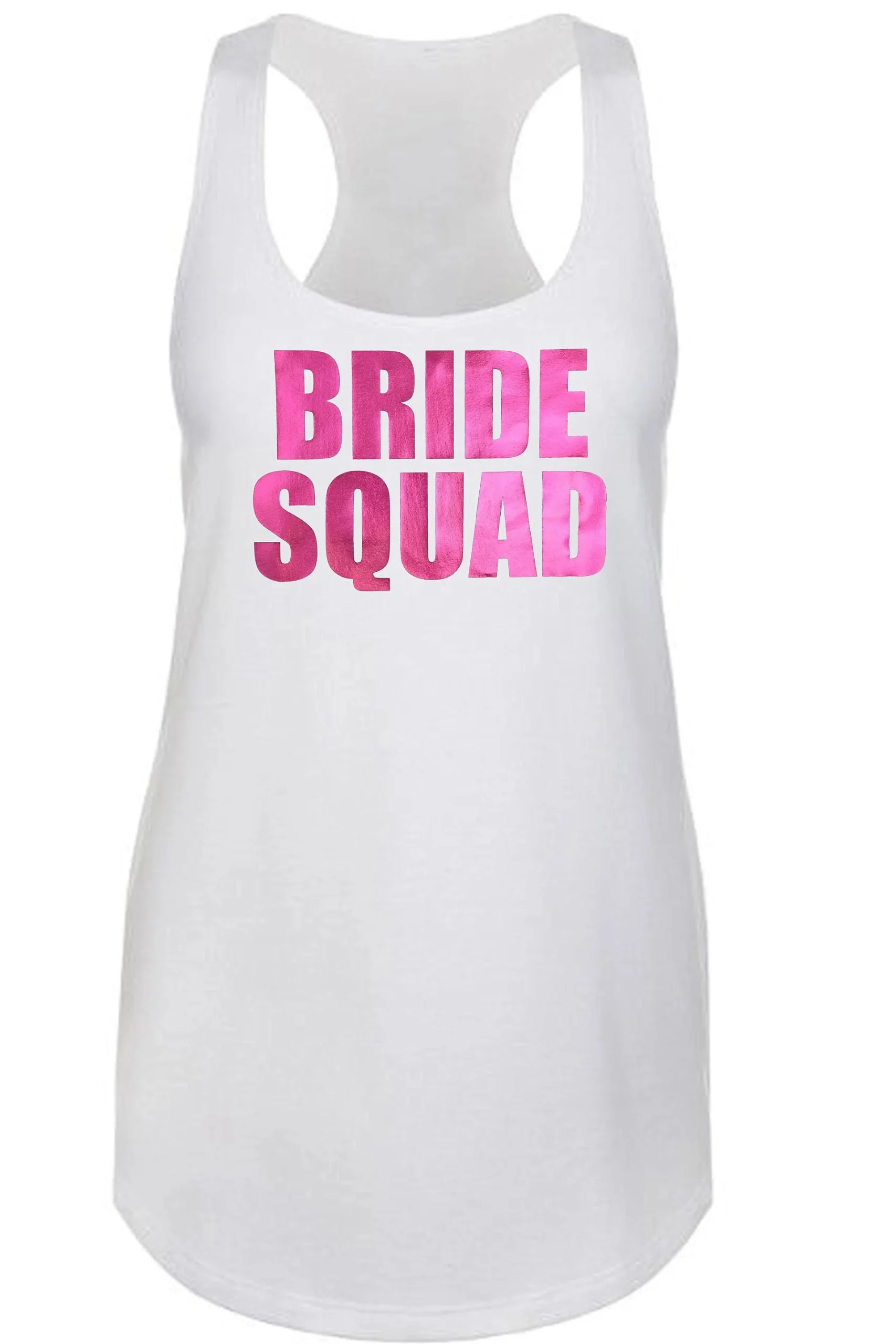 Metallic Print Bride Squad Racerback Tank Top