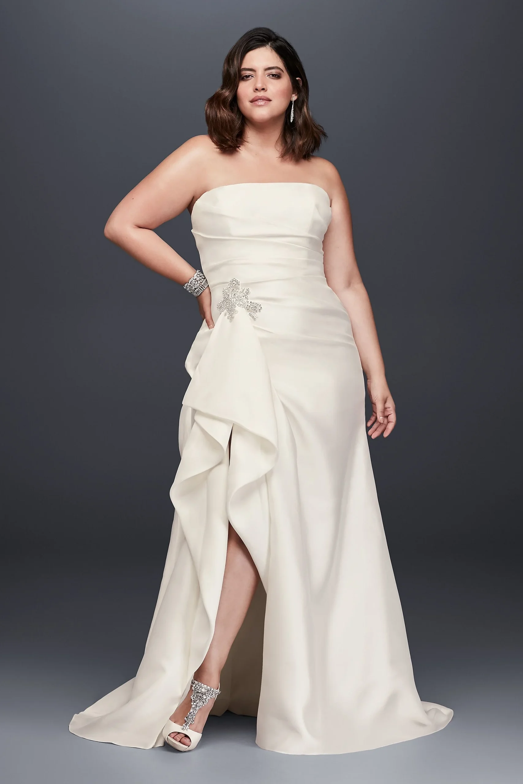 Mikado Sheath Wedding Dress with Slit Skirt