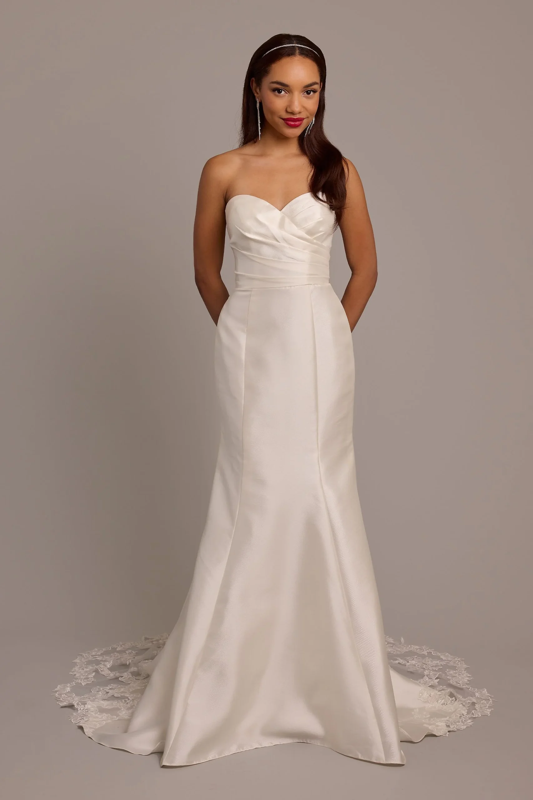 Mikado Trumpet Wedding Dress with Lace Train