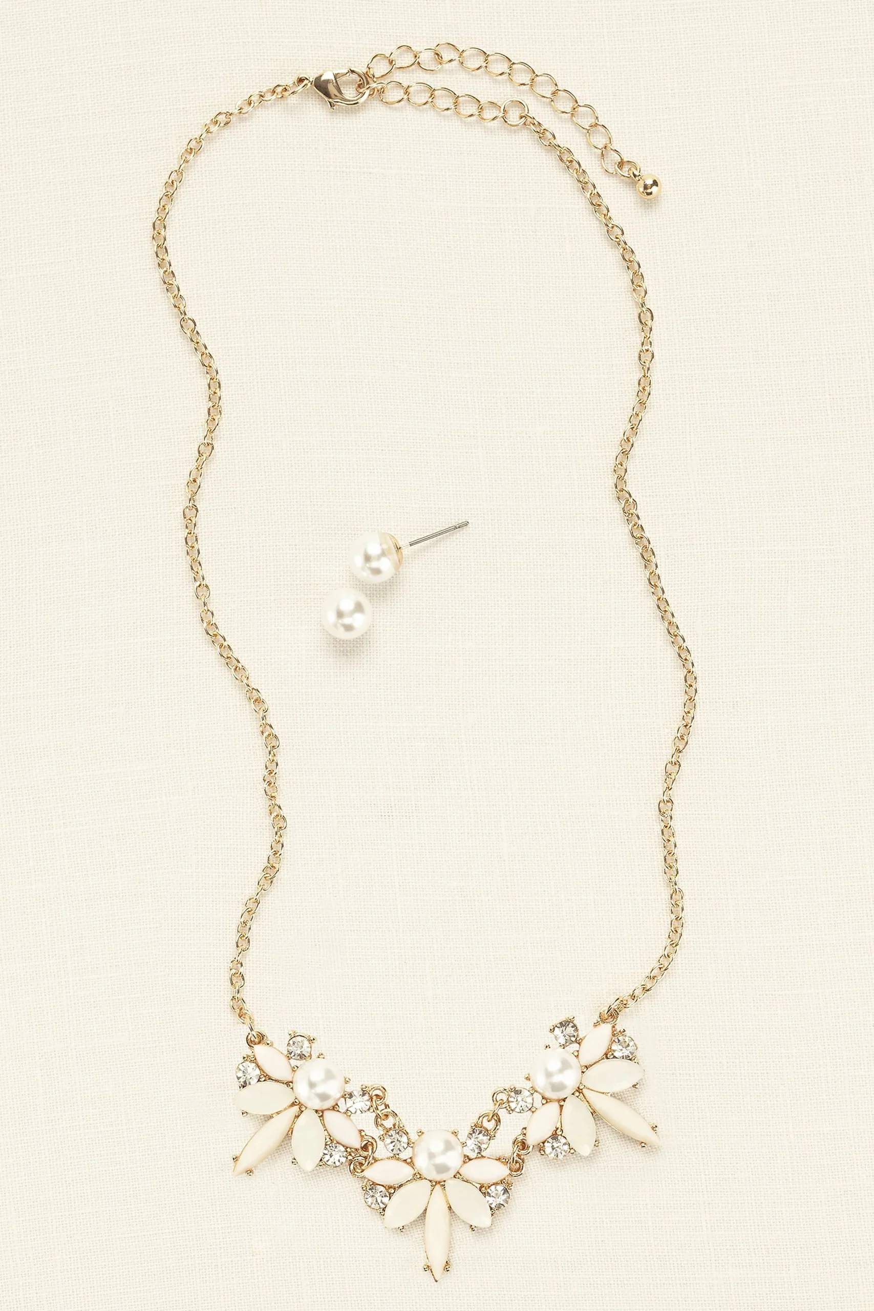 Mini Pearl Statement Necklace and Earring Set