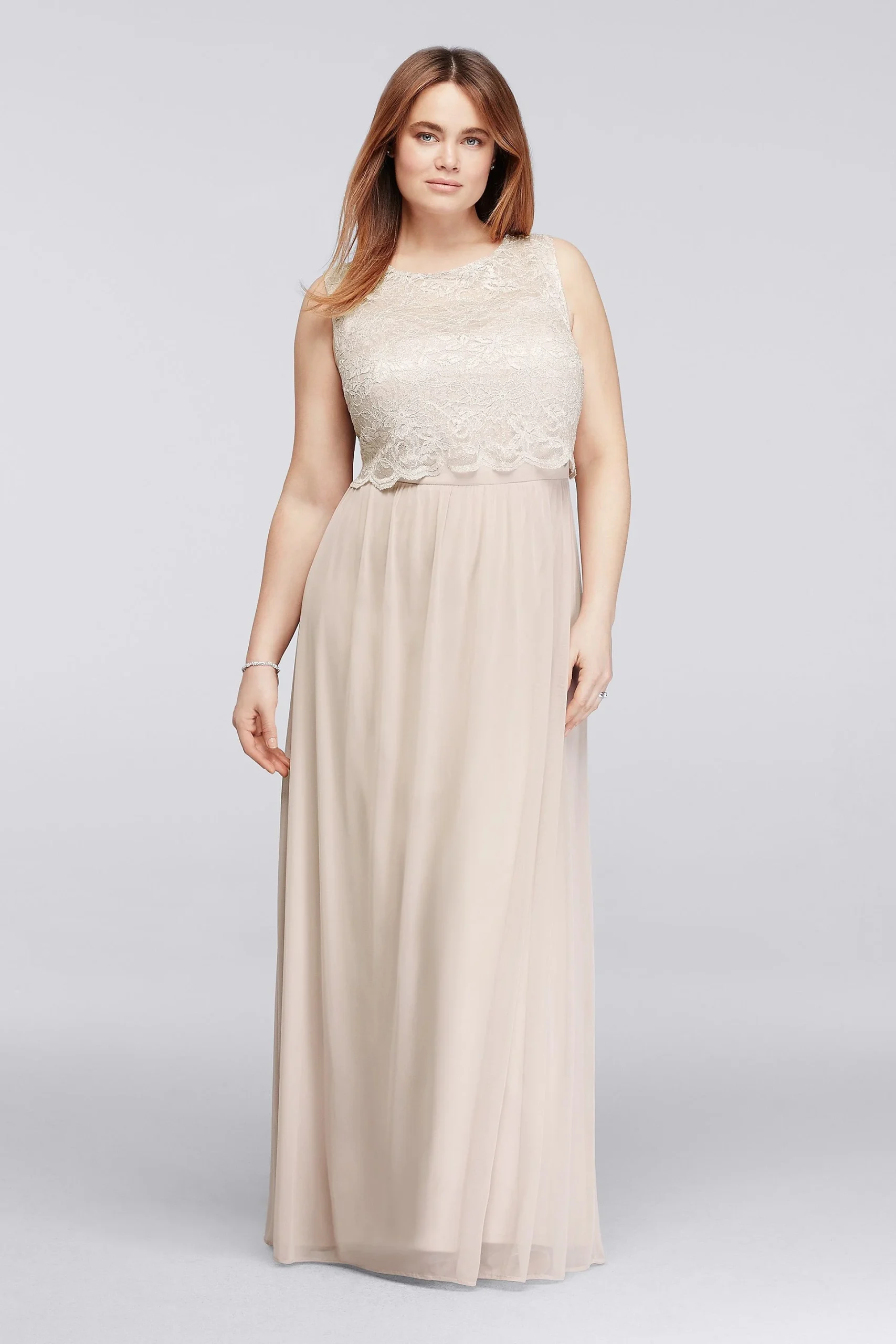 Mock Two Piece Long Dress with Glitter Bodice
