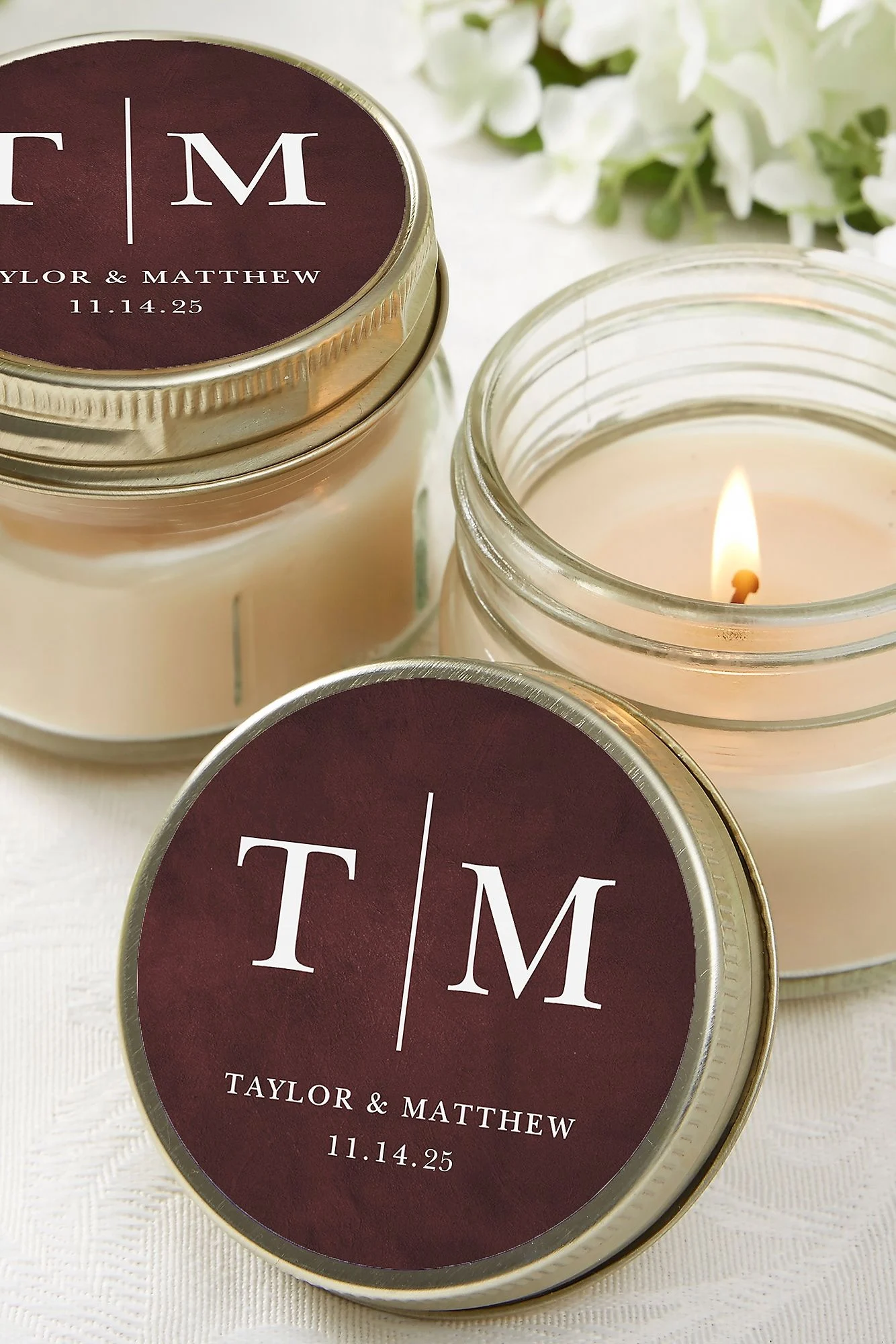 Moody Chic Wedding Mason Jar Candle Favors