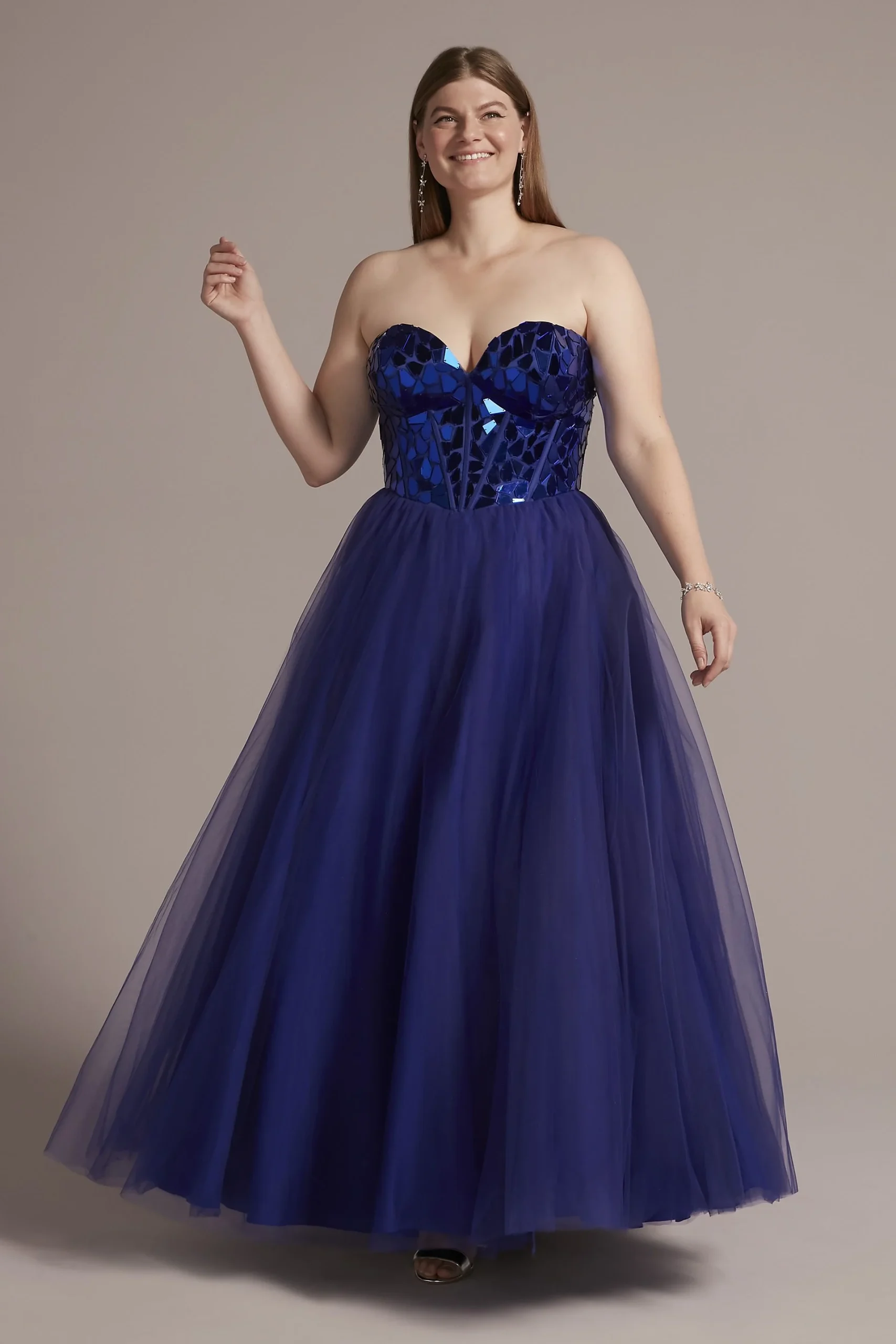 Mosaic Beaded Ball Gown with Full Sparkle Skirt