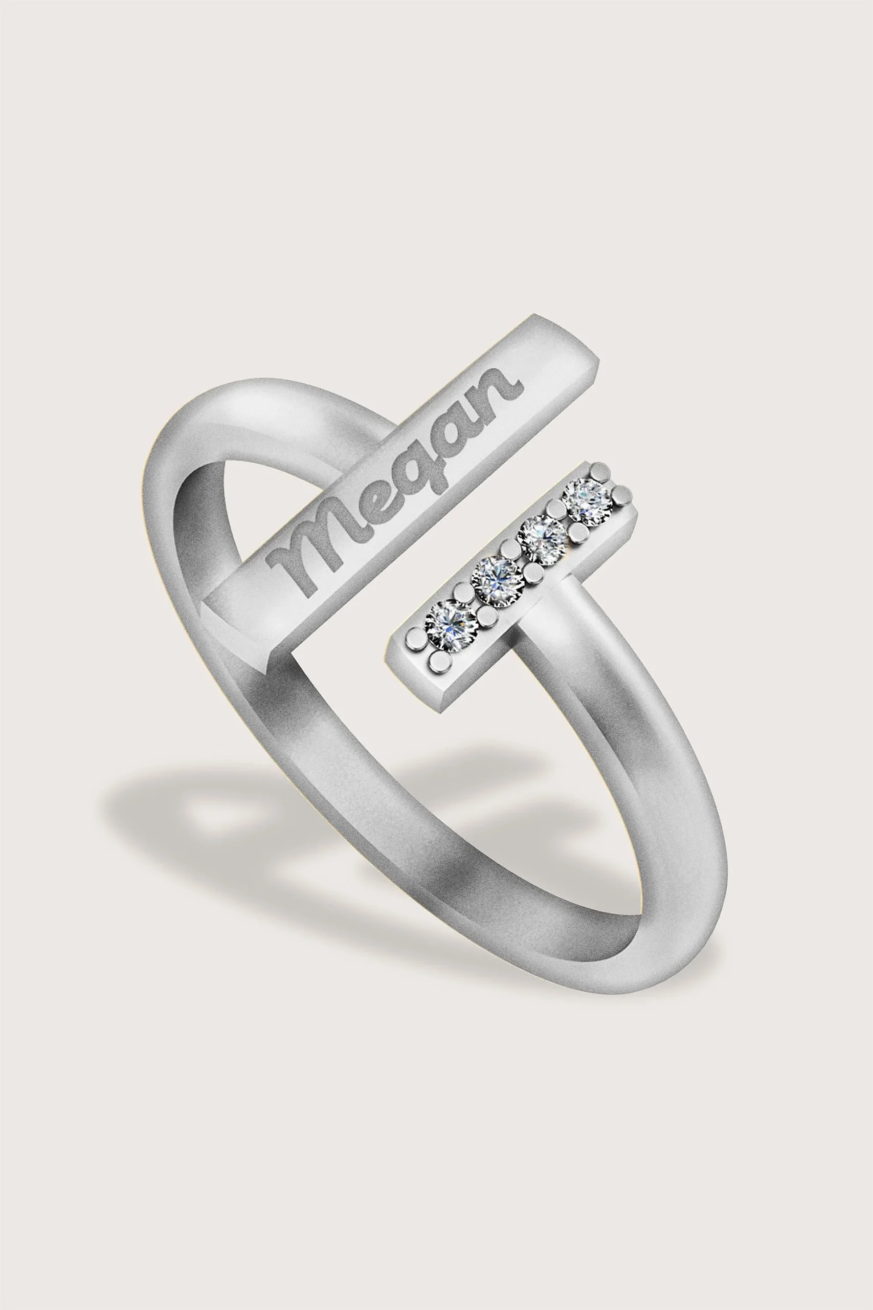 Name Ring with Diamonds