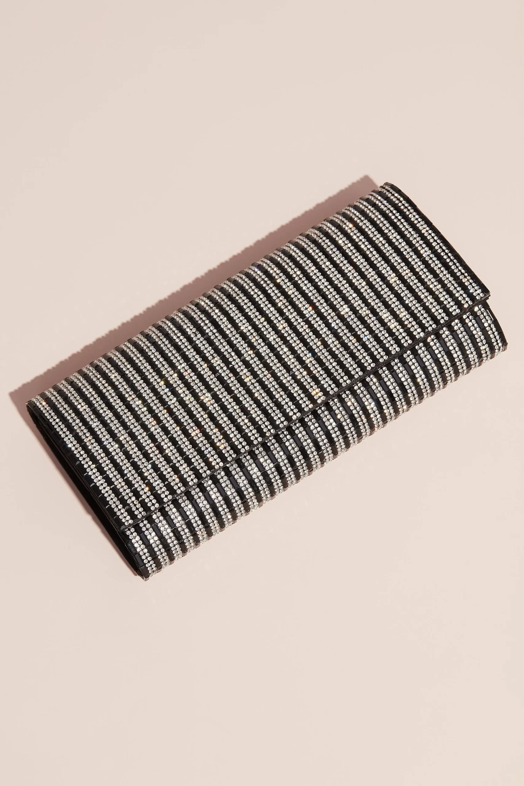Nina Crystal and Bead Foldover Clutch