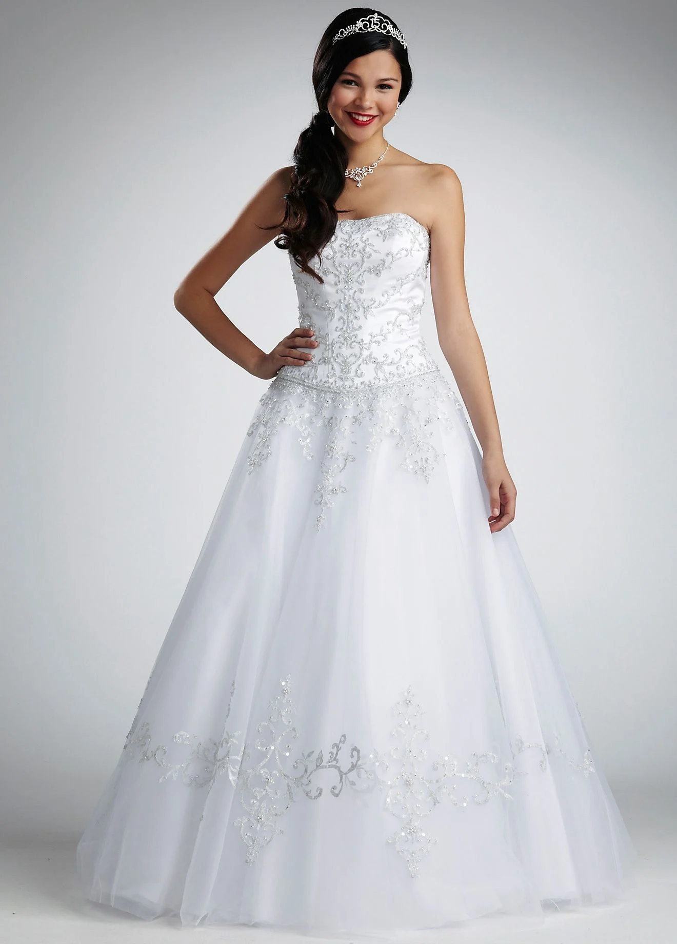 No Train Tulle Ball Gown with Satin Bodice