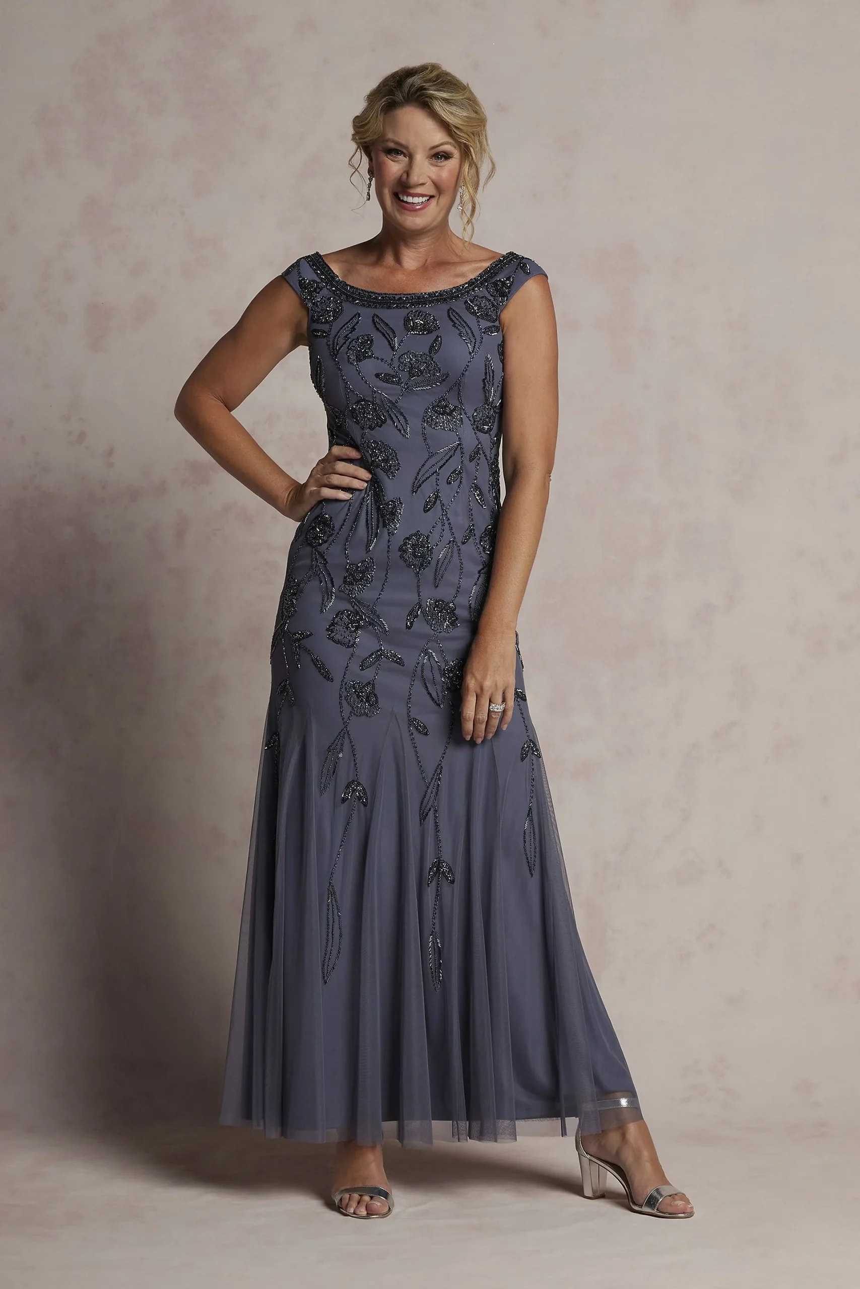 Off-the-Shoulder Beaded Mermaid Dress