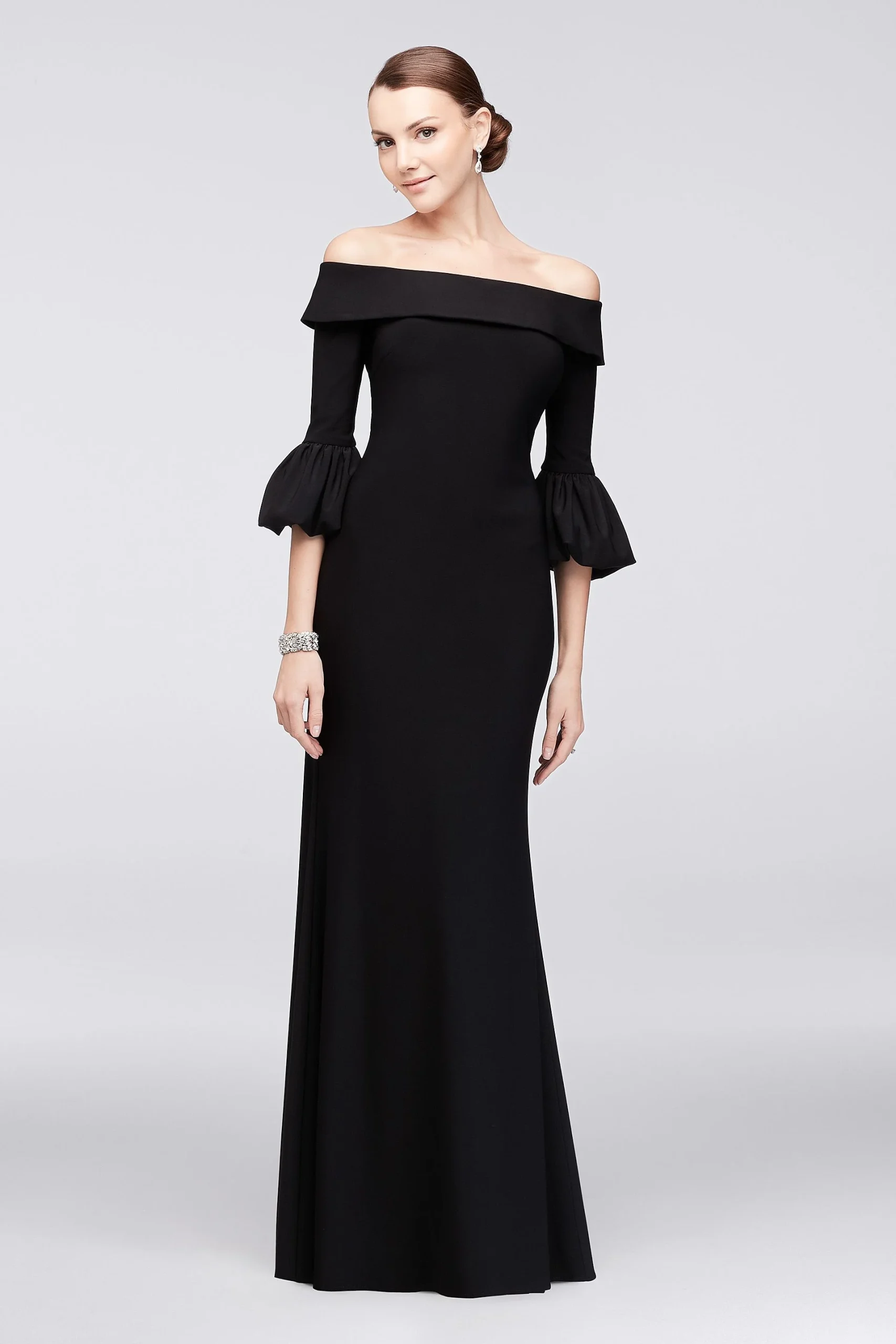 Off-the-Shoulder Bell-Sleeve Jersey Gown