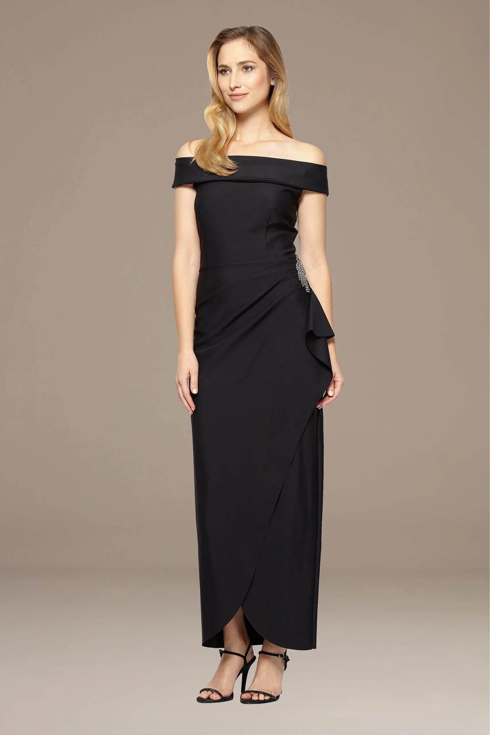 Off-the-Shoulder Dress with Cascade Ruffle