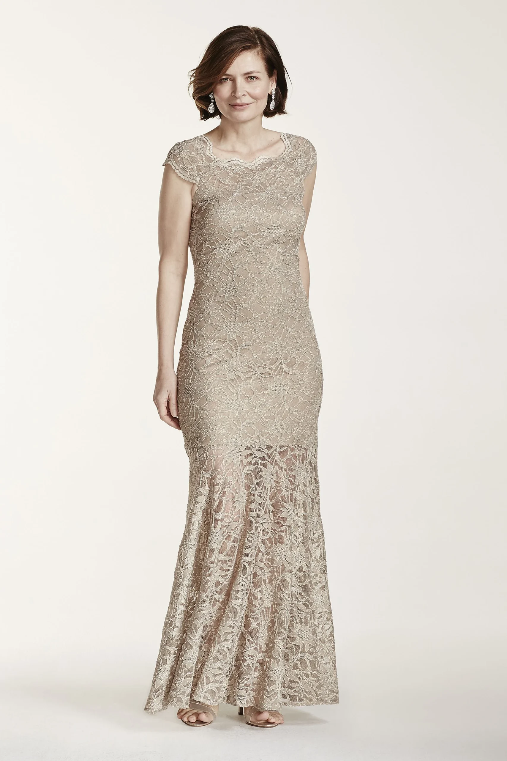 Off The Shoulder Lace Dress with Illusion Hemline