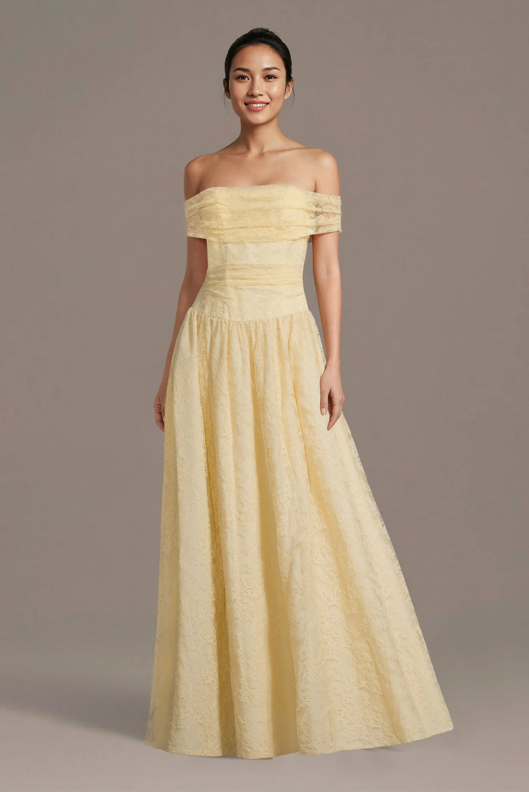 Off-the-Shoulder Lace A-Line Dress