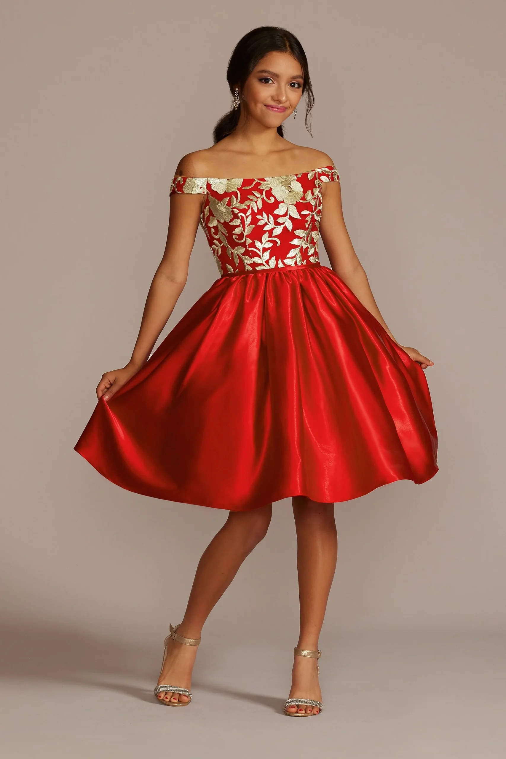 Off-the-Shoulder Mini Patterned A-Line