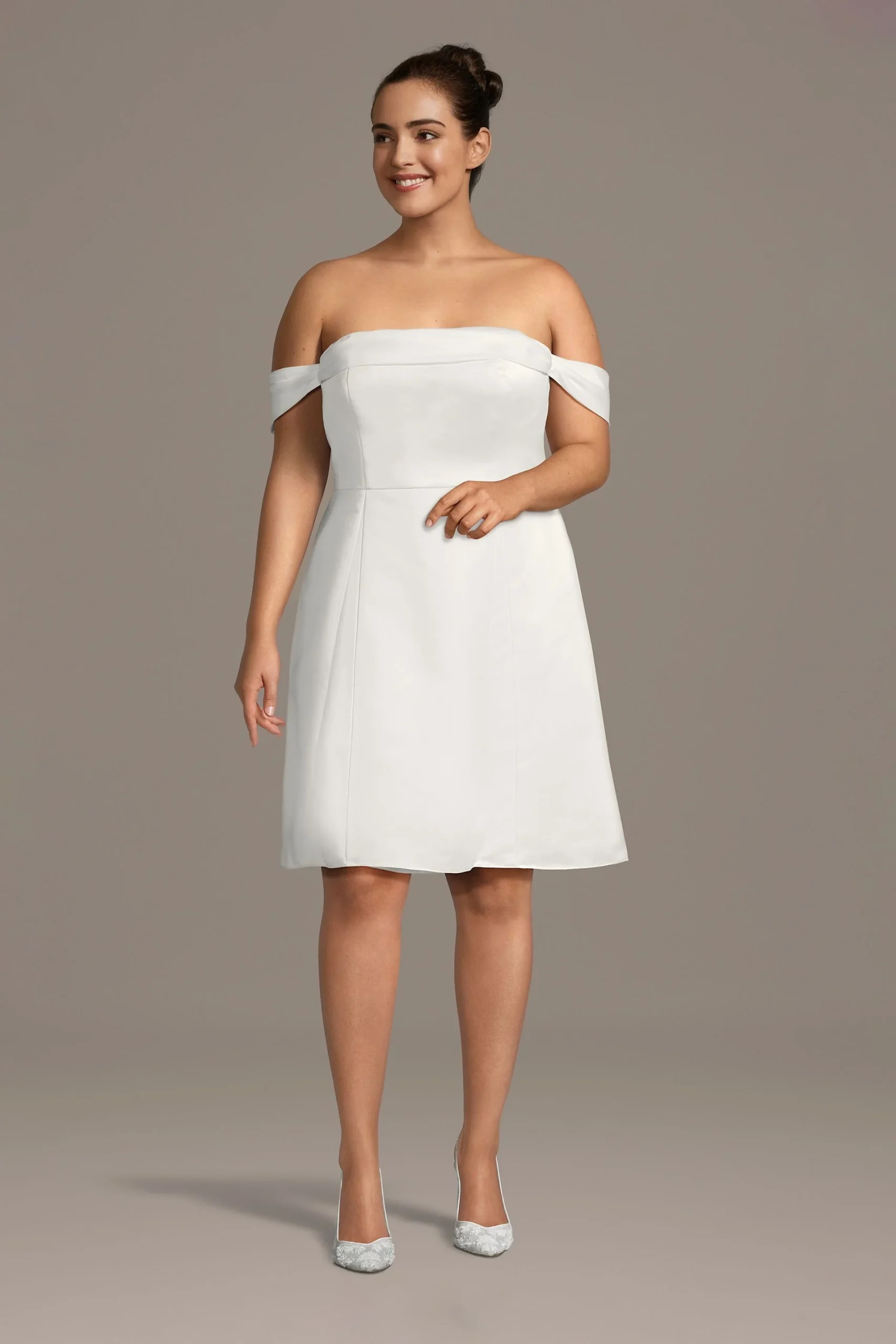 Off-the-Shoulder Satin Mini Dress
