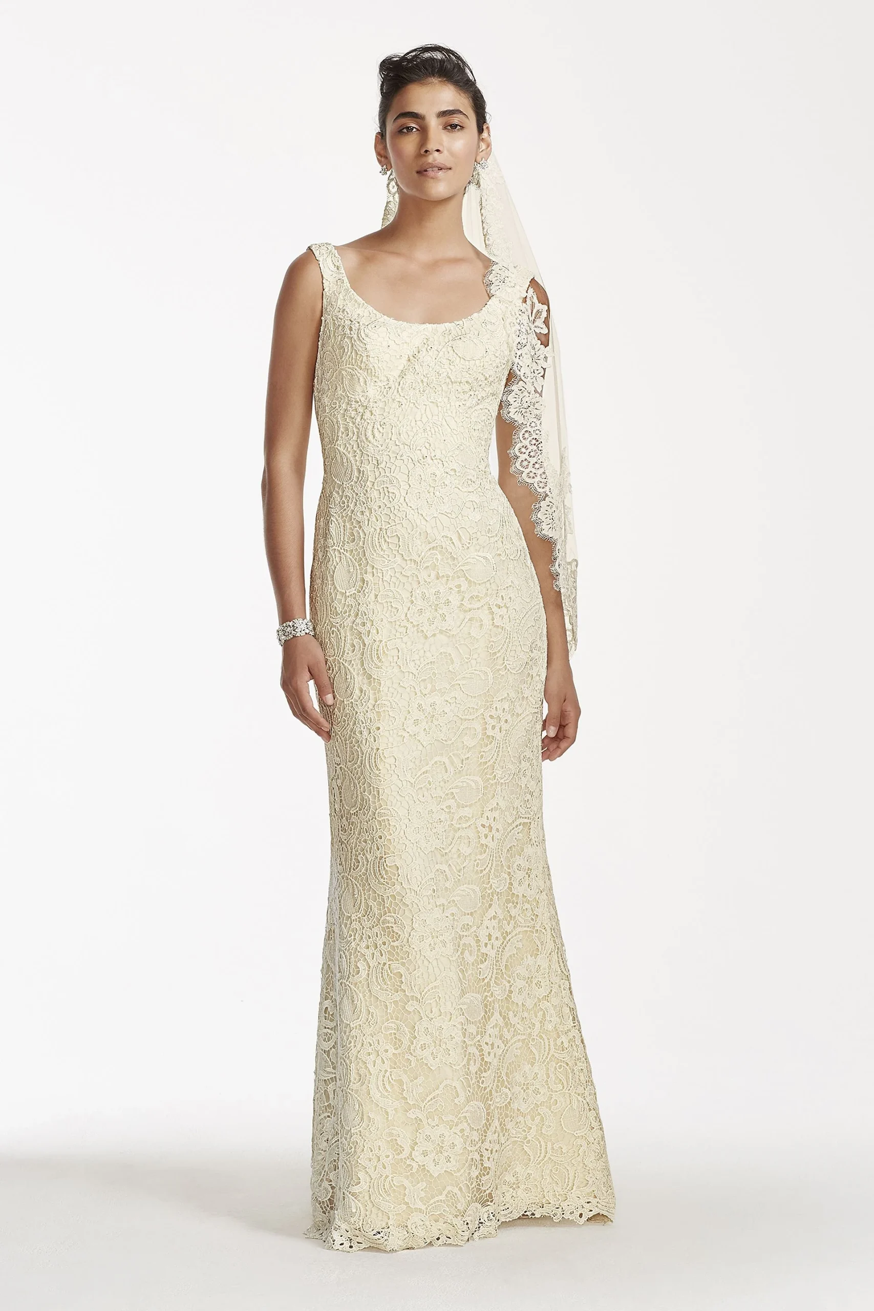 Oleg Cassini Lace Tank Scoop Wedding Dress