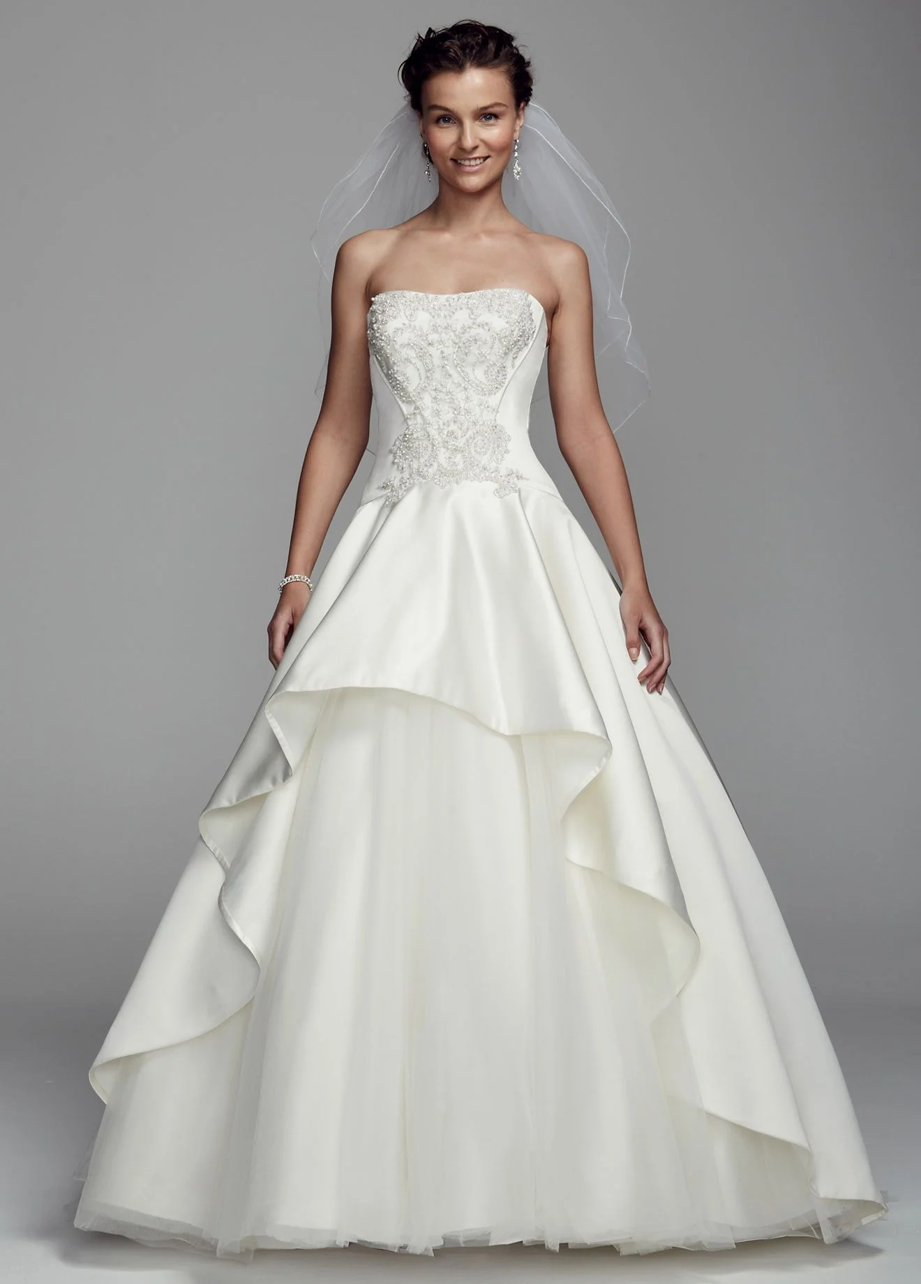 Oleg Cassini Satin Metallic Detaile Wedding Dress