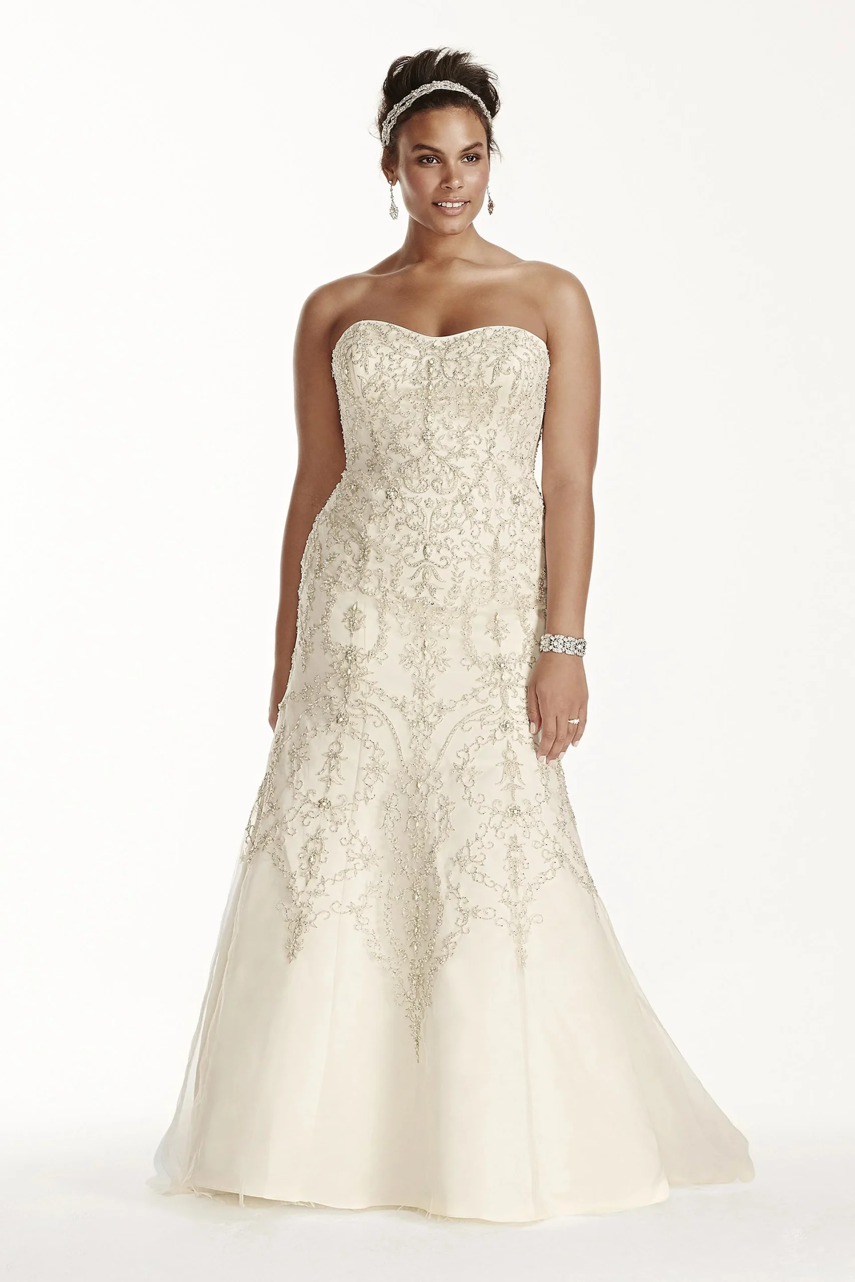 Oleg Cassini Tulle and Crystal Mermaid Wedding Dre