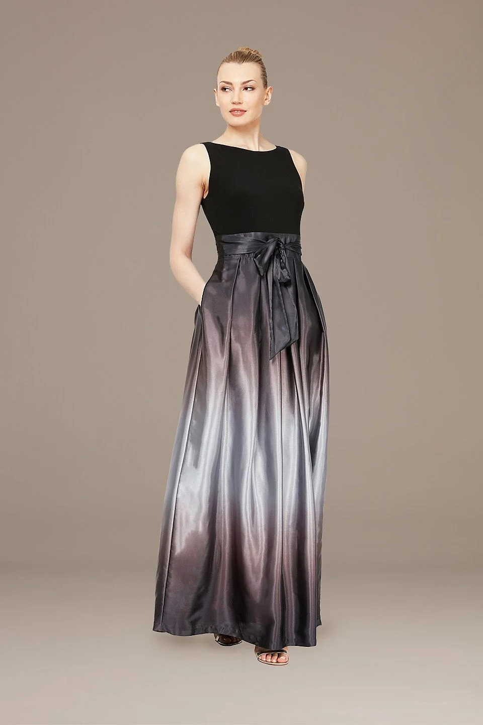 Ombre Skirt Tank Gown with Bow