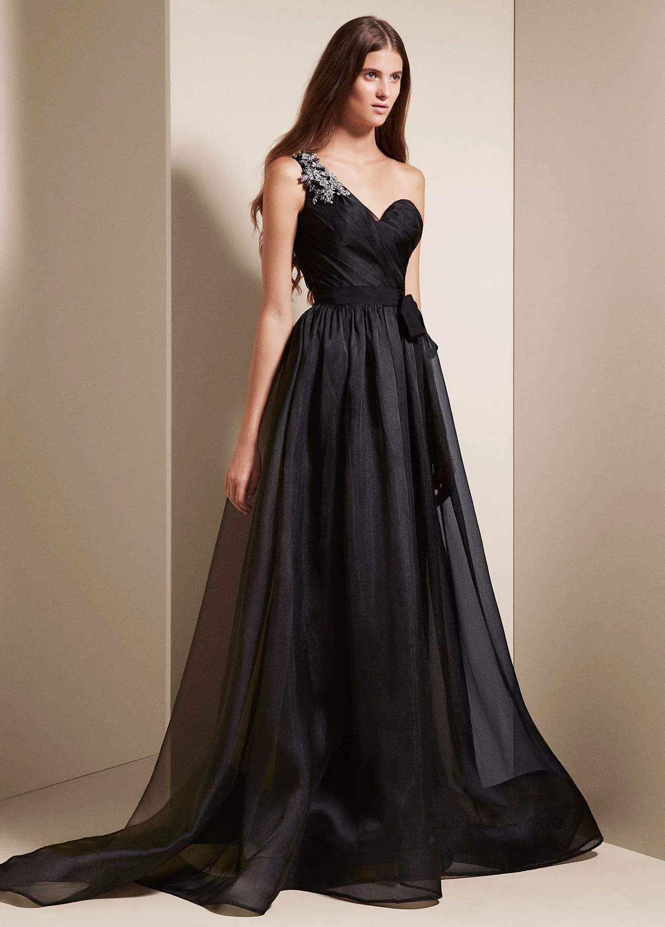 One Shoulder Draped Corset Garza Gown