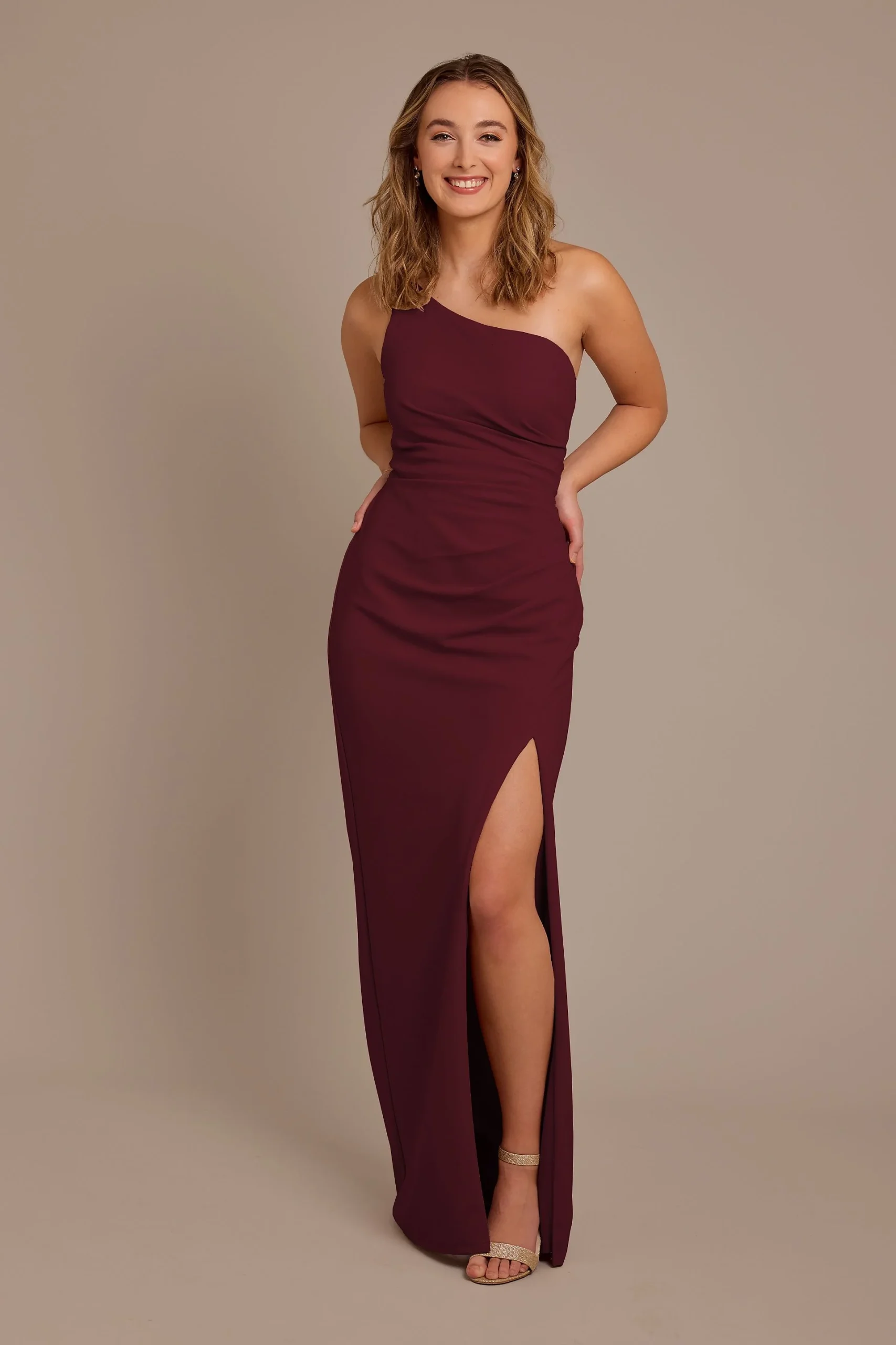 One-Shoulder Draped Stretch Crepe Dress