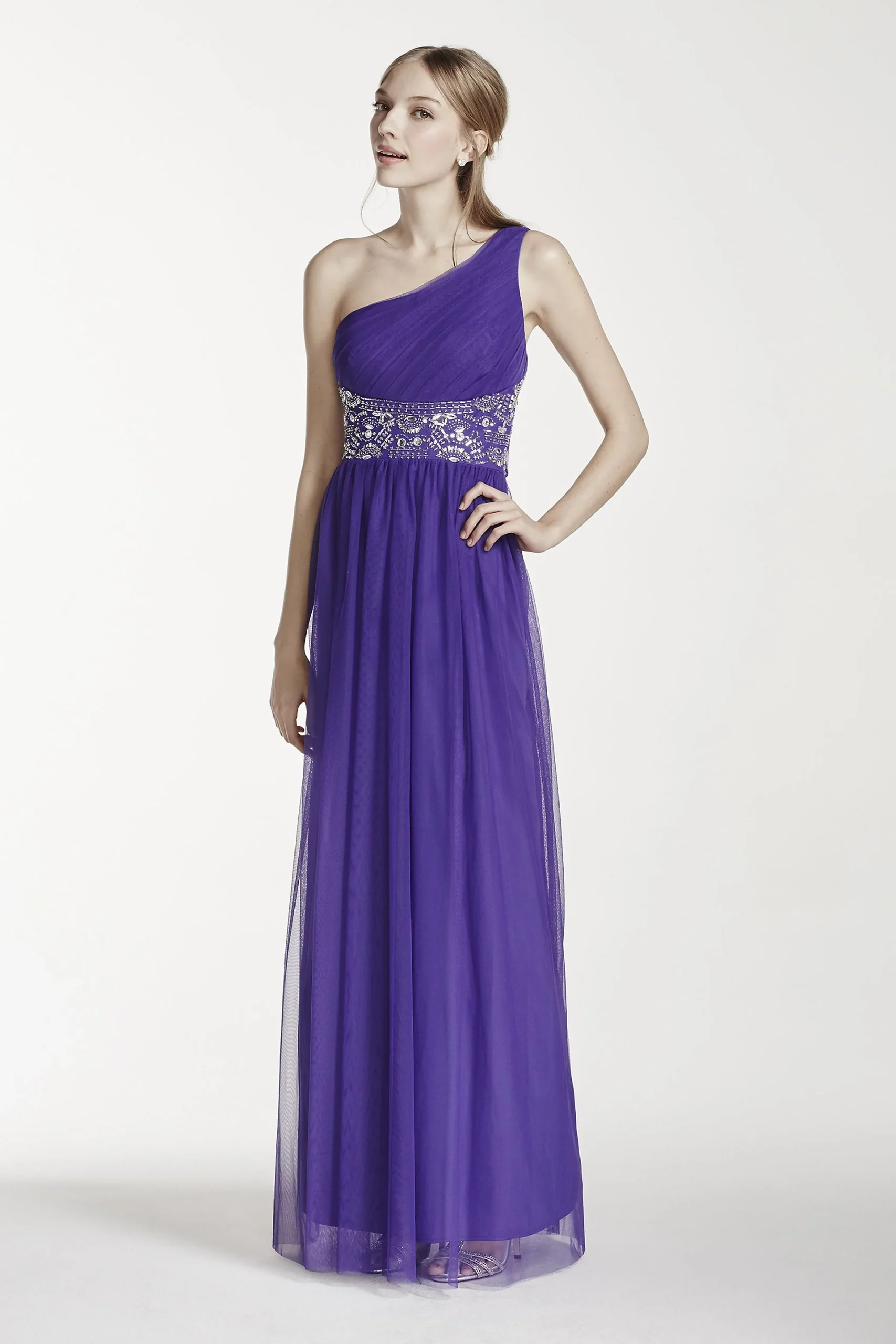 One Shoulder Embellished Waist Dress