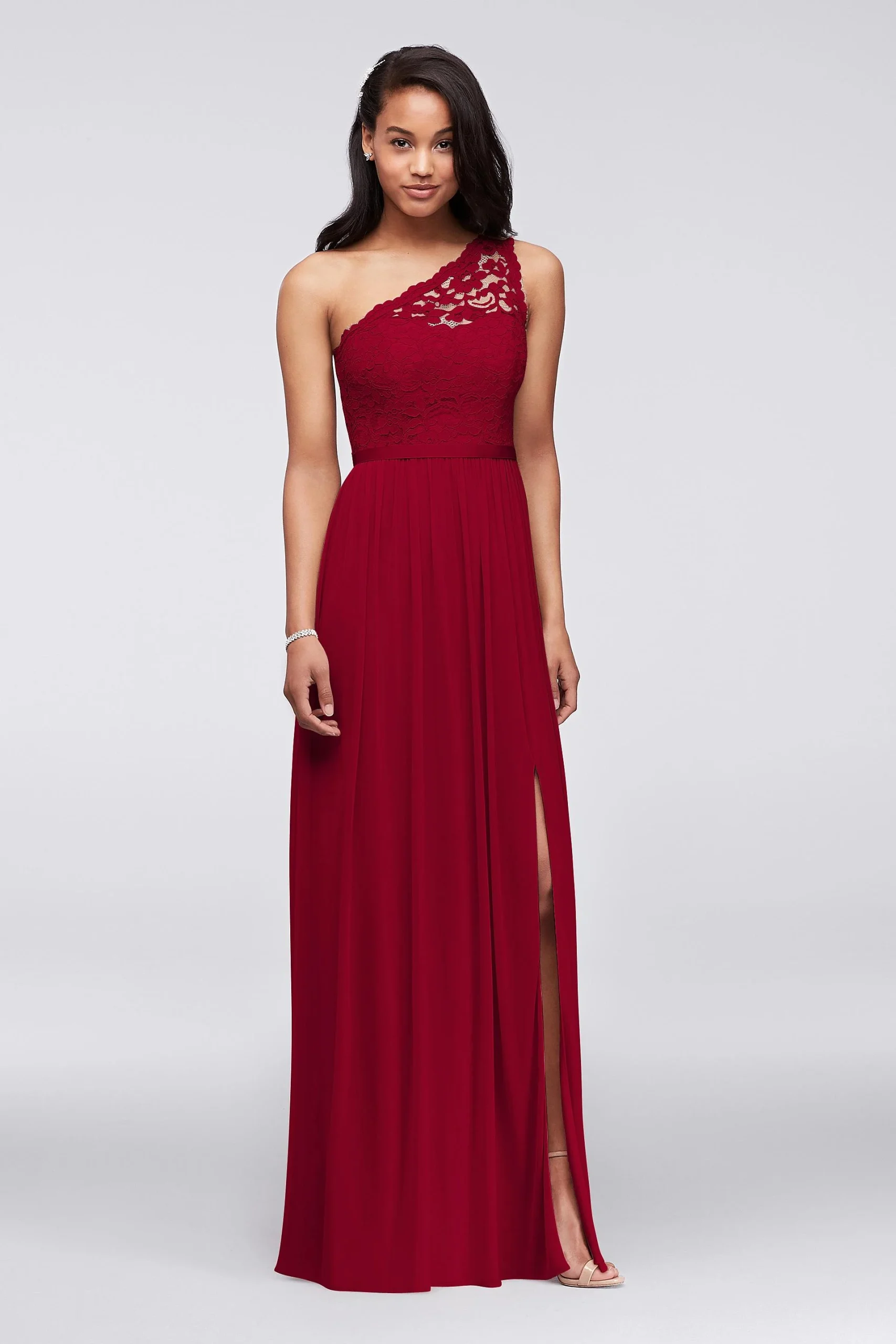 One Shoulder Long Lace Dress
