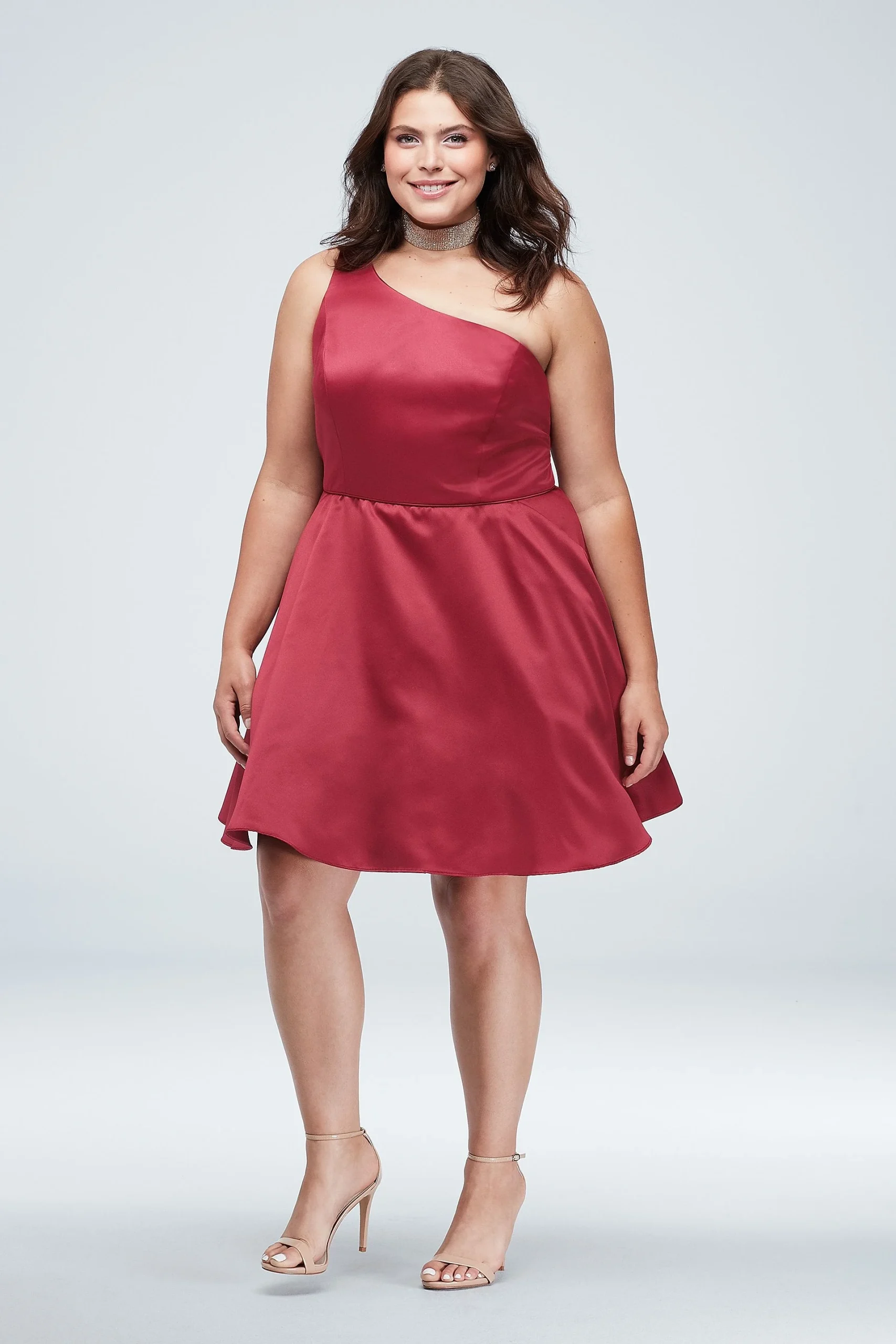One Shoulder Skinny Strap Short Dress with Pockets
