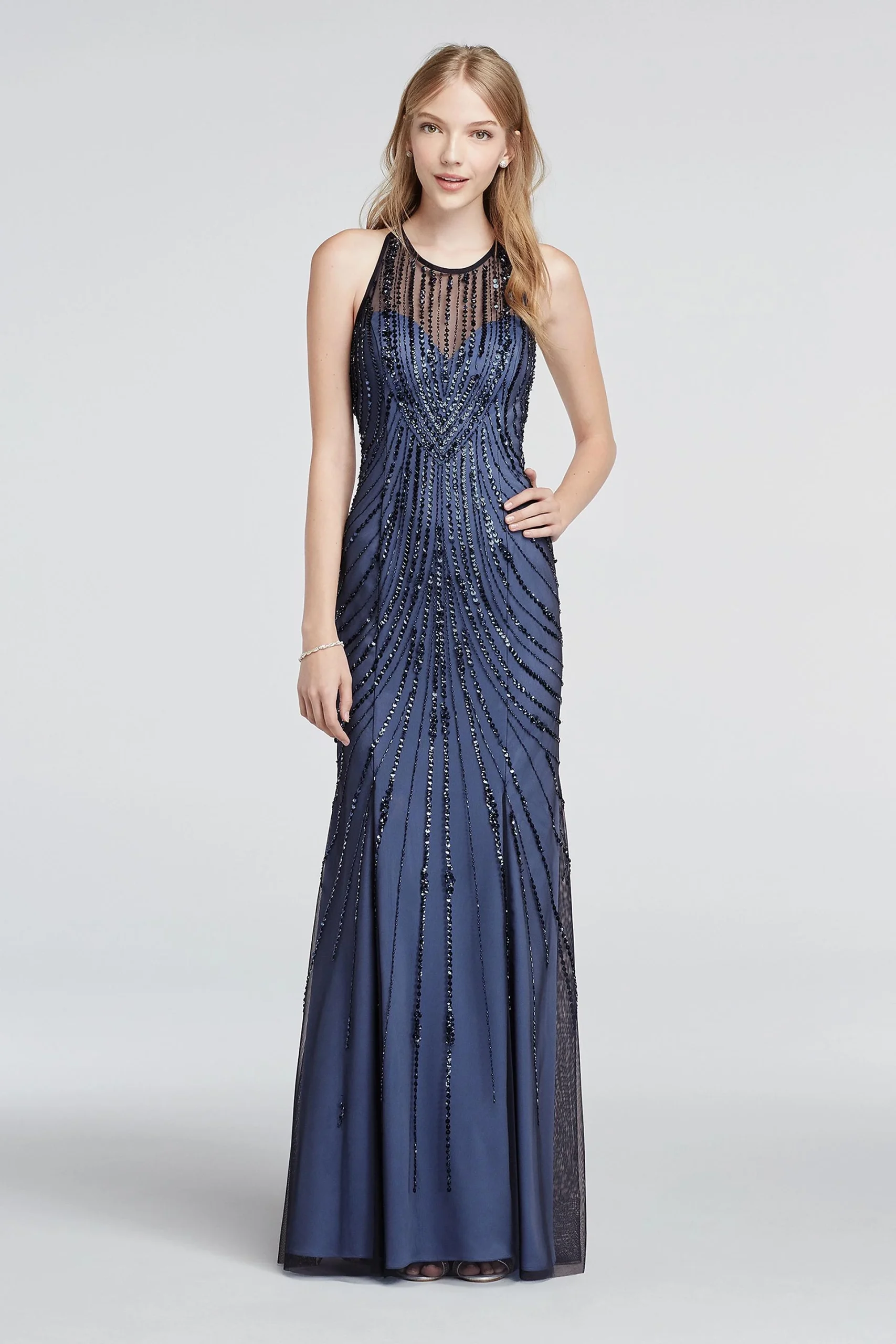 Open Back All Over Sequin Beaded Dress