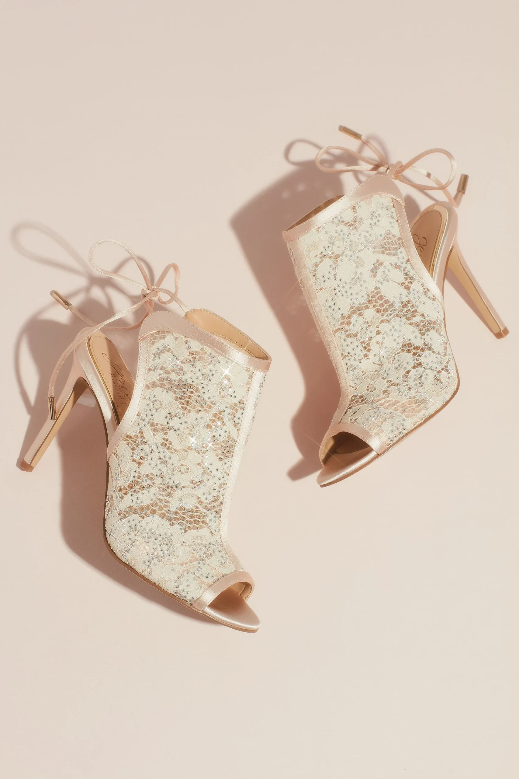 Open Toe Illusion Lace Heeled Bootie Sandals