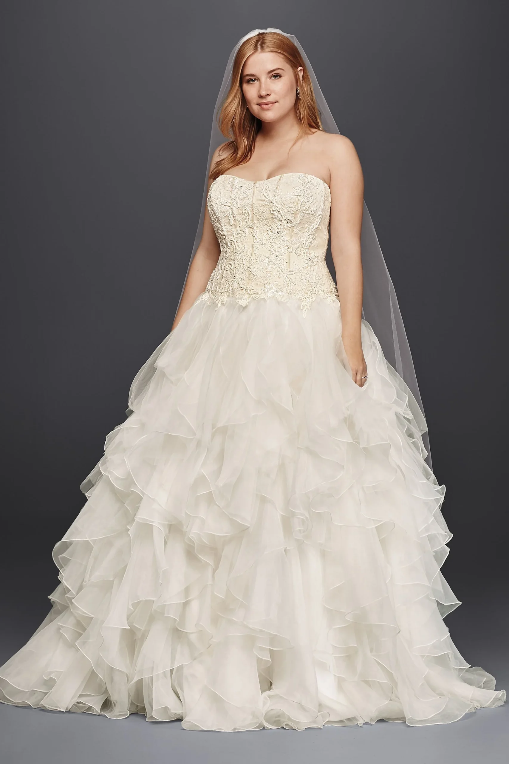 Organza Ruffle Skirt Wedding Dress As-Is