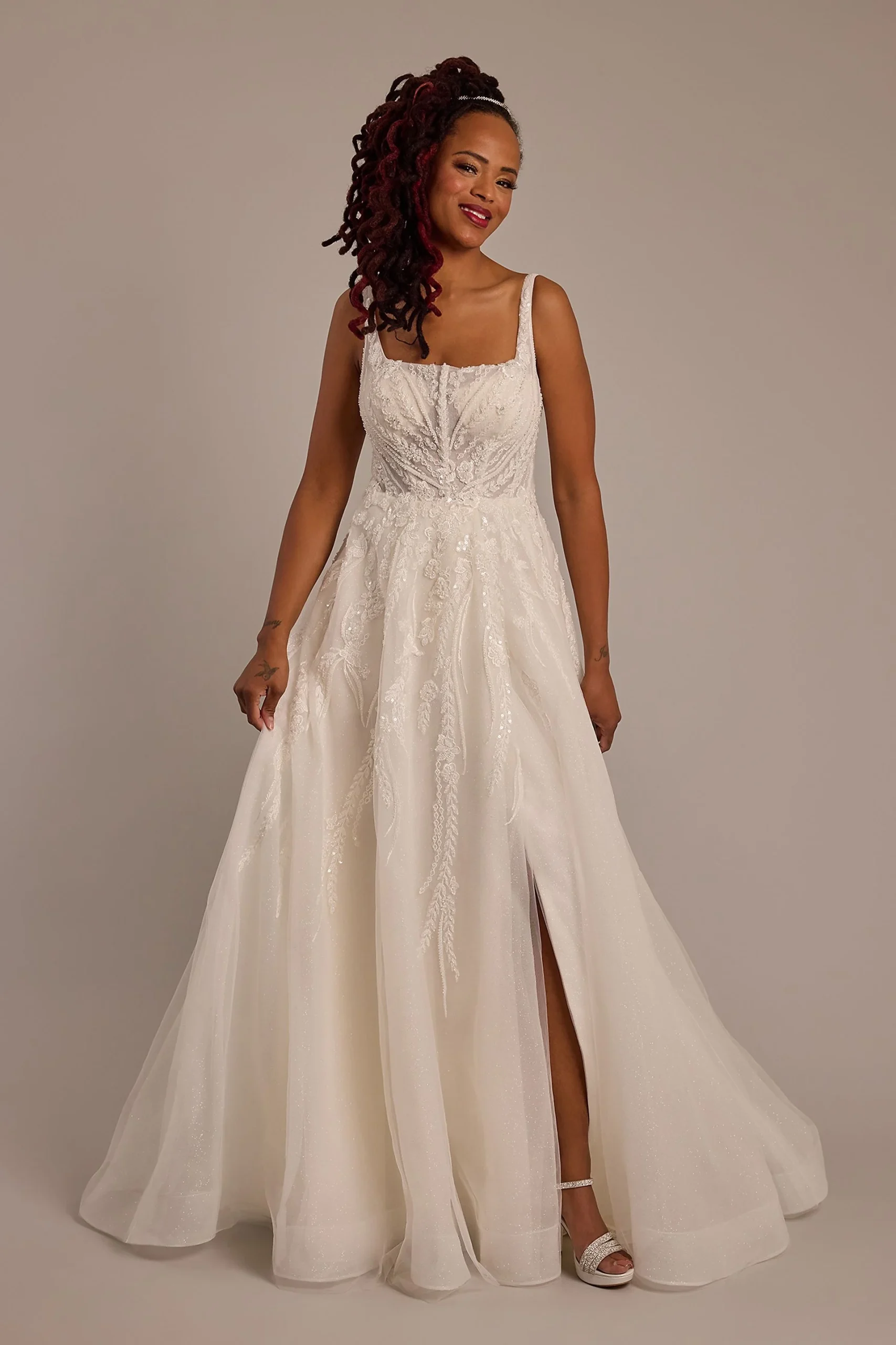Organza Square Neck A-Line Wedding Dress