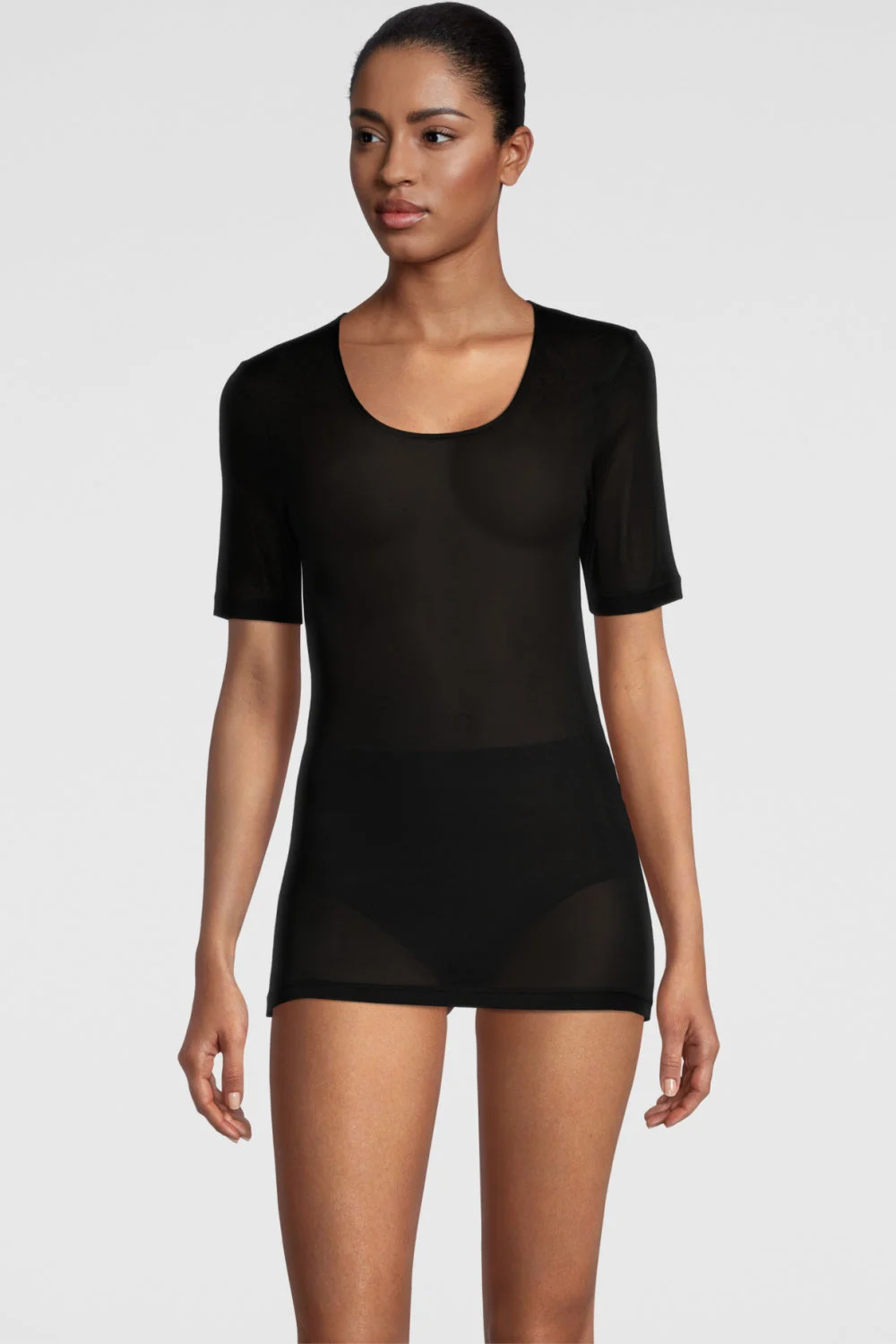 Oscalito Pure Silk Women's T-Shirt with Satin Edging,Black (4484)