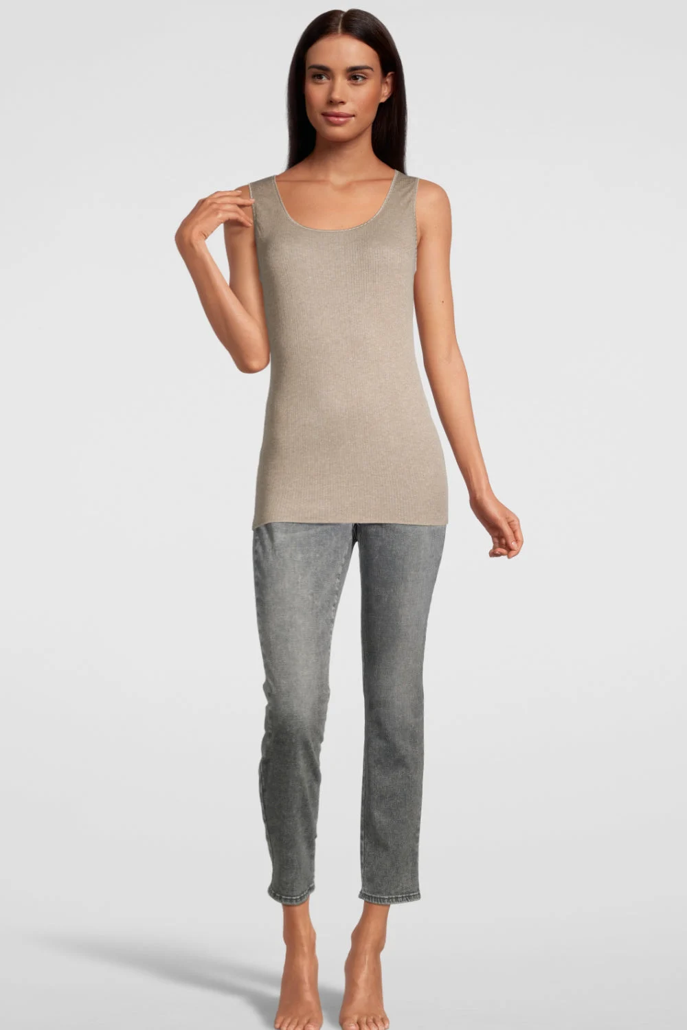 Oscalito Termotex Tank Top with Satin Edging, Noisette (440)