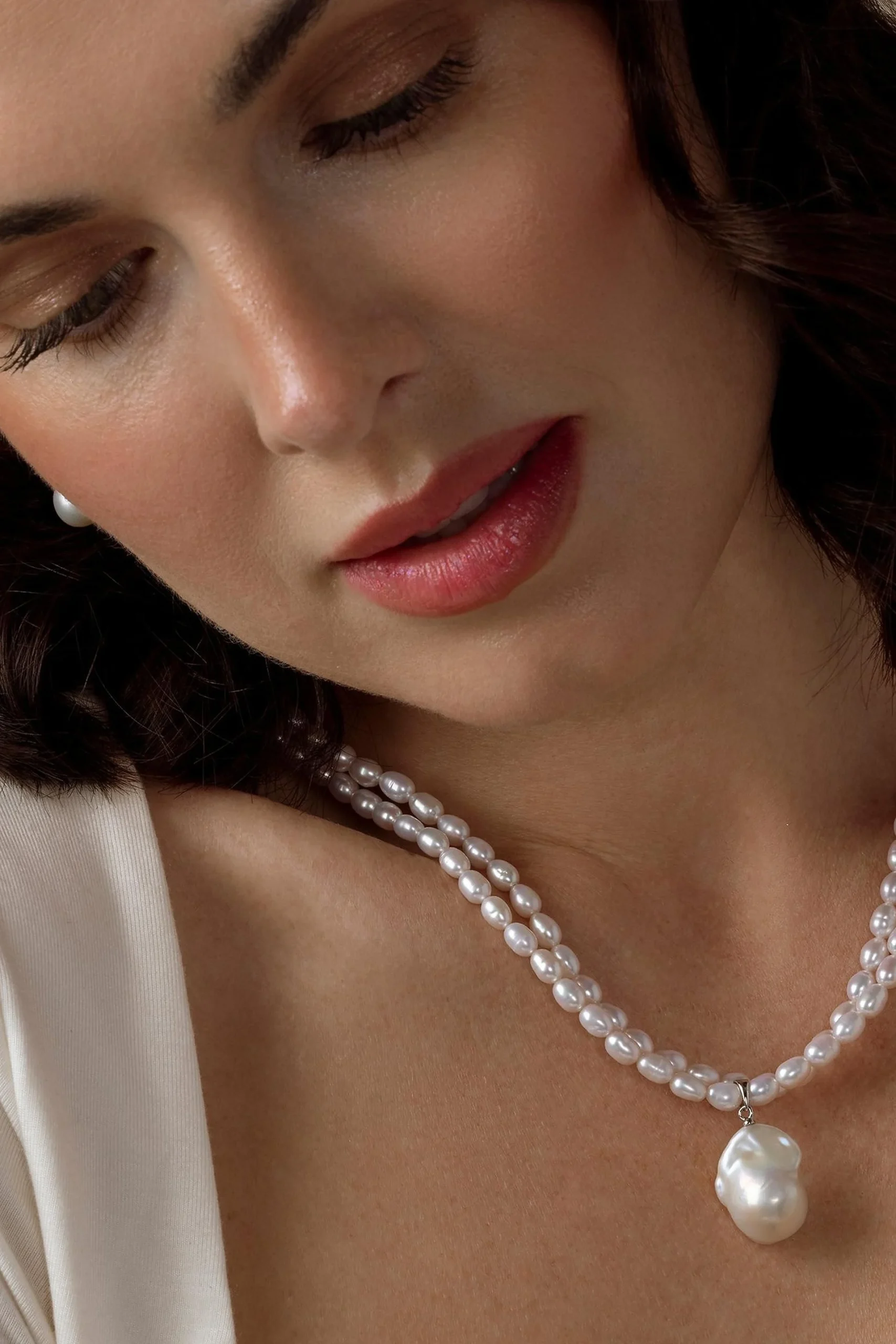 Oval Freshwater Double Strand Necklace