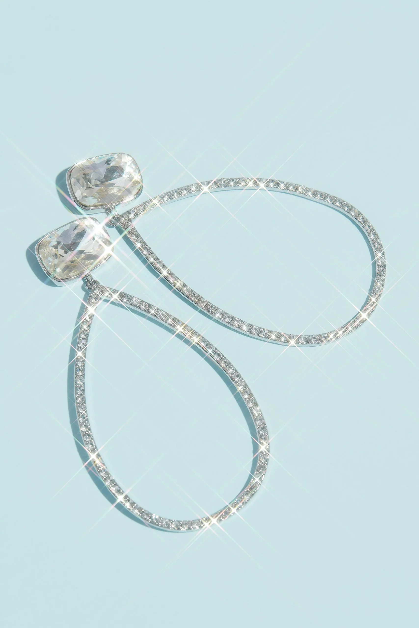 Pave Crystal Open Teardrop Statement Earrings