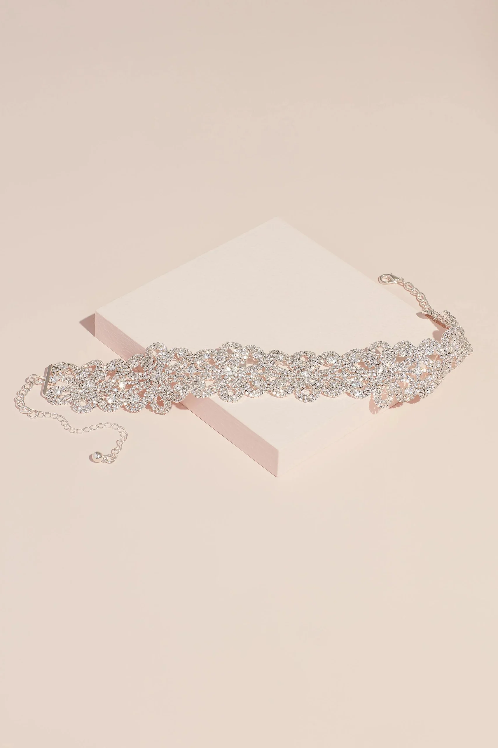 Pave Crystal Strand Interlocking Floral Choker