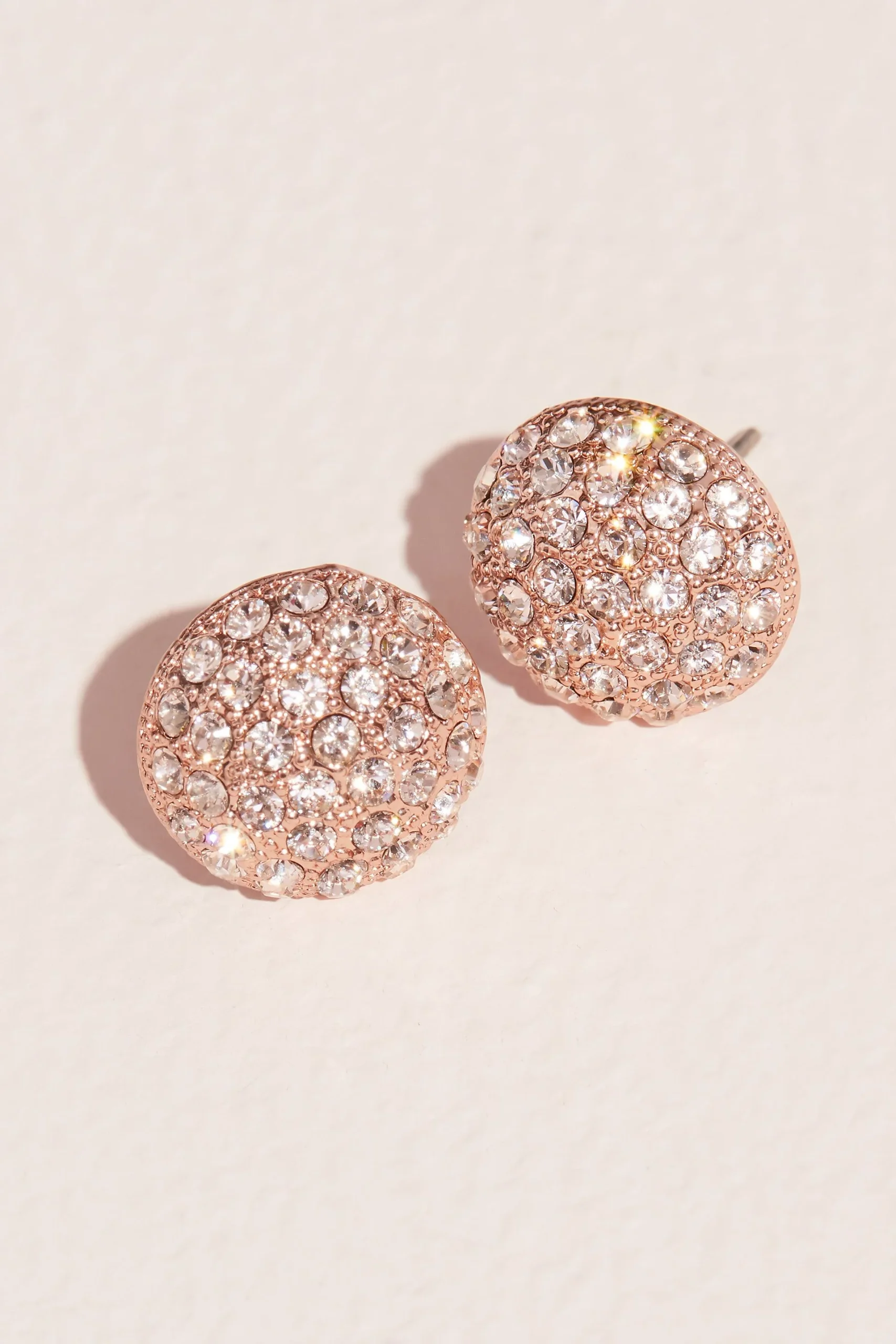 Pave Swarovski Crystal Button Stud Earrings