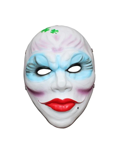 Payday 2 White Horror Red Lip Black Mole Female Robber Full Face Mask Halloween Masquerade Adult Resin Mask