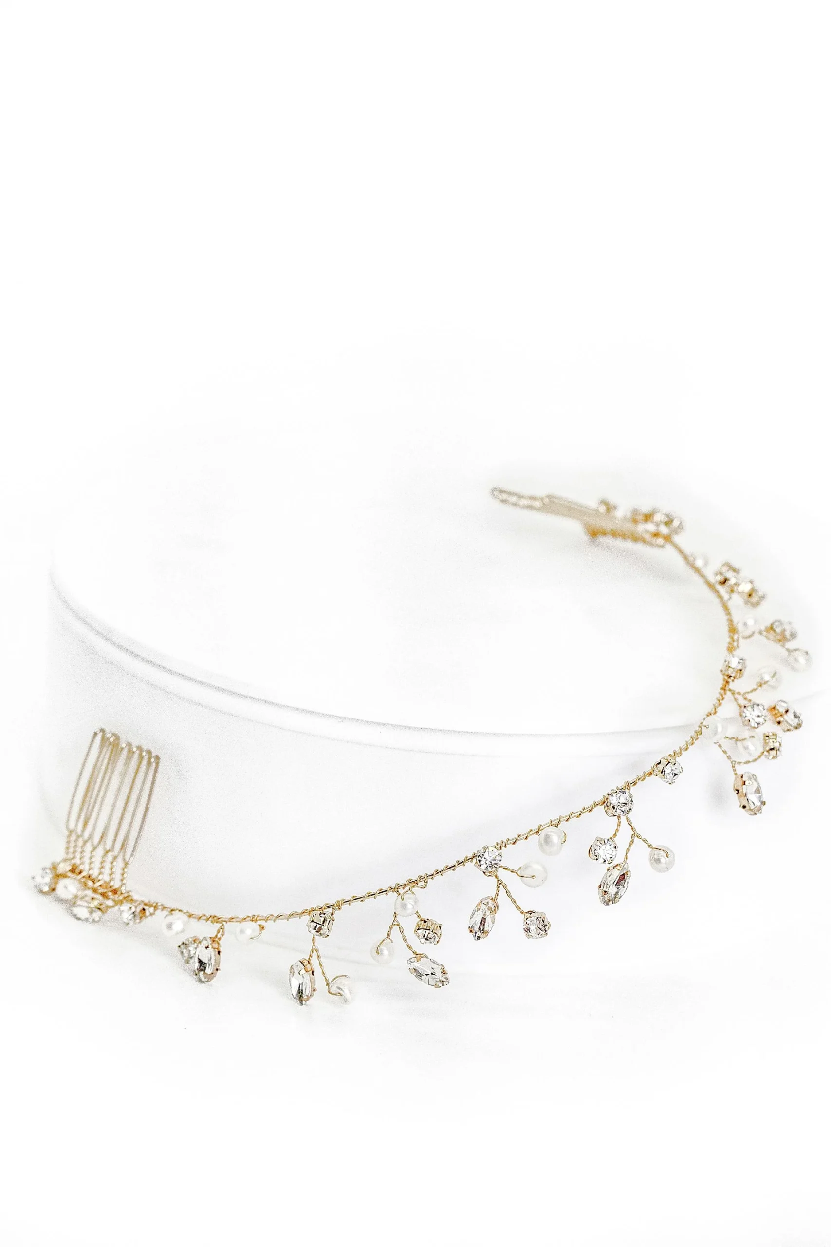 Pearl and Crystal Blossom Halo Comb