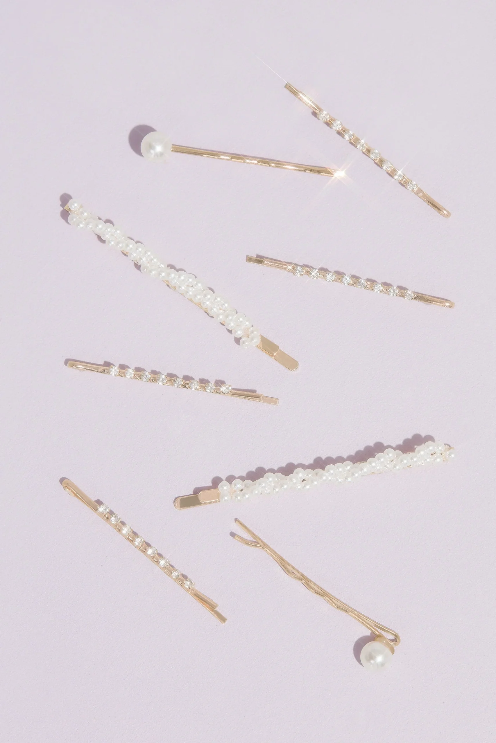 Pearl and Crystal Gilded Bobby Pin Eight Pack Set