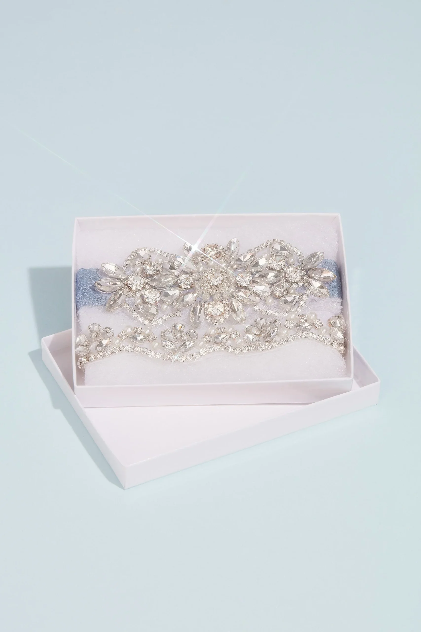 Pearl and Crystal Medallion Garter Set