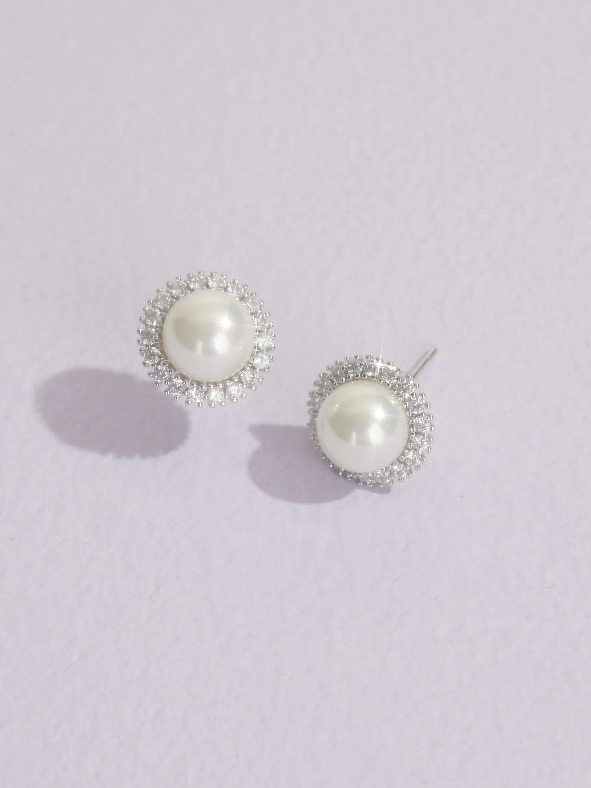 Pearl and Cubic Zirconia Stud Earrings