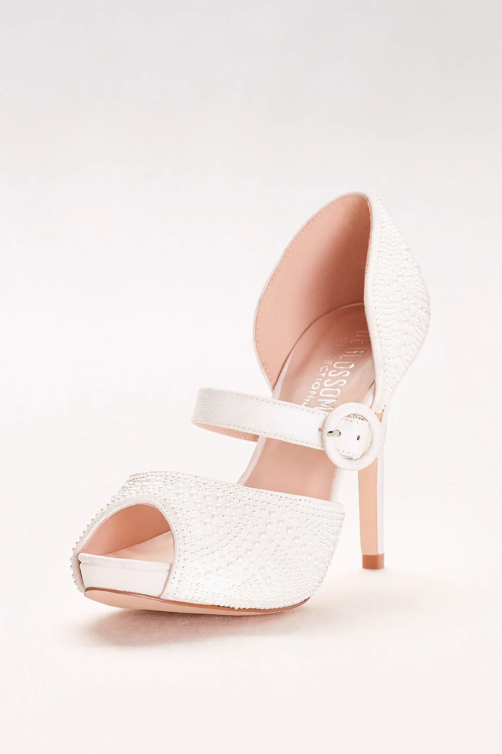 Pearl-Embellished Mary Jane Peep-Toe Heels