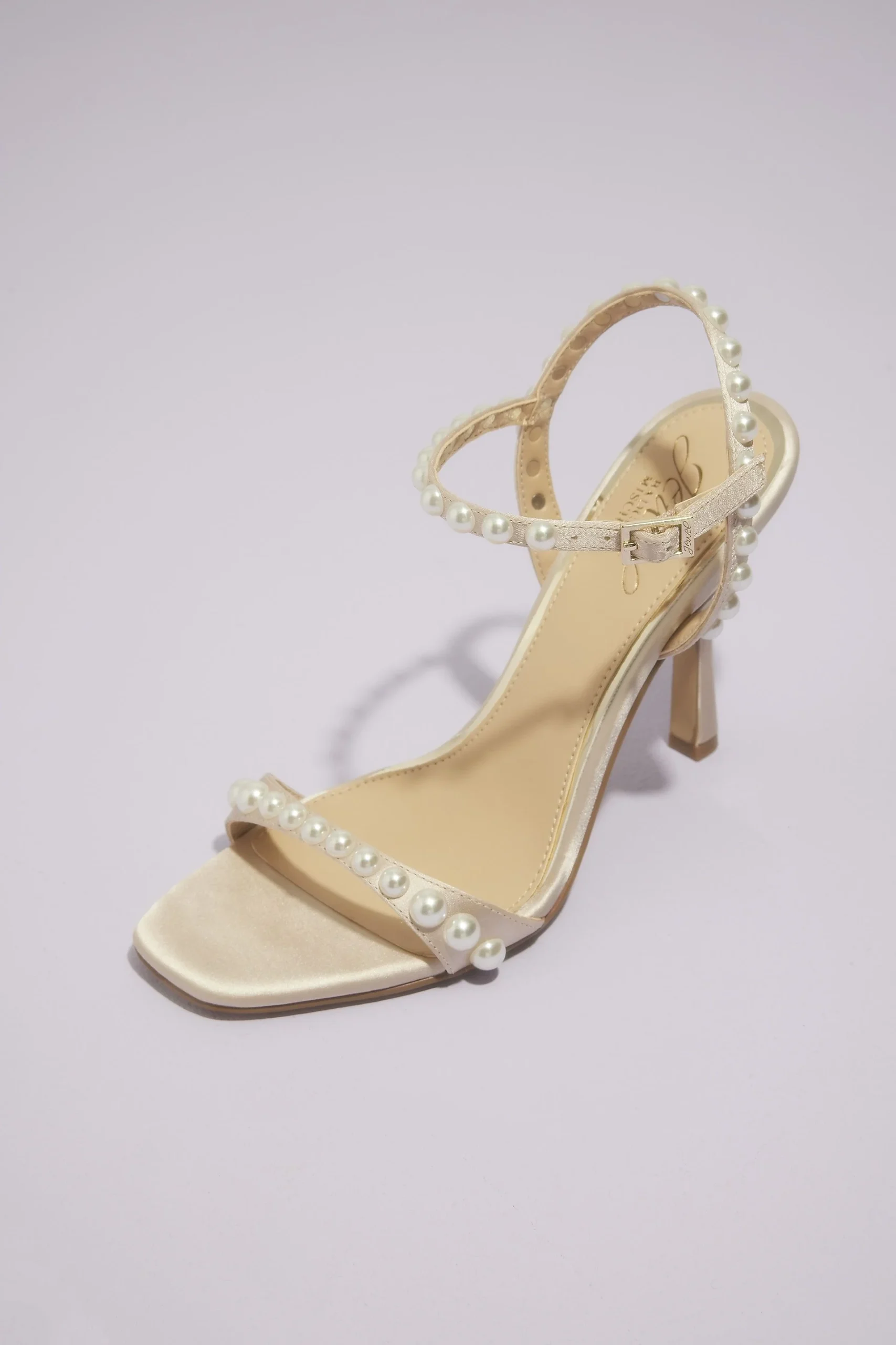 Pearl-Studded Ankle Strap Stilettos